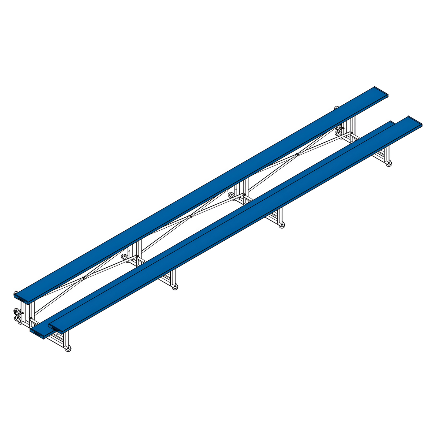 Jaypro Sports Bleacher - 2 Row -Tip & Roll, Single Foot Plank - 21' L, Powder Coated ( BLCH-221TRGPC)