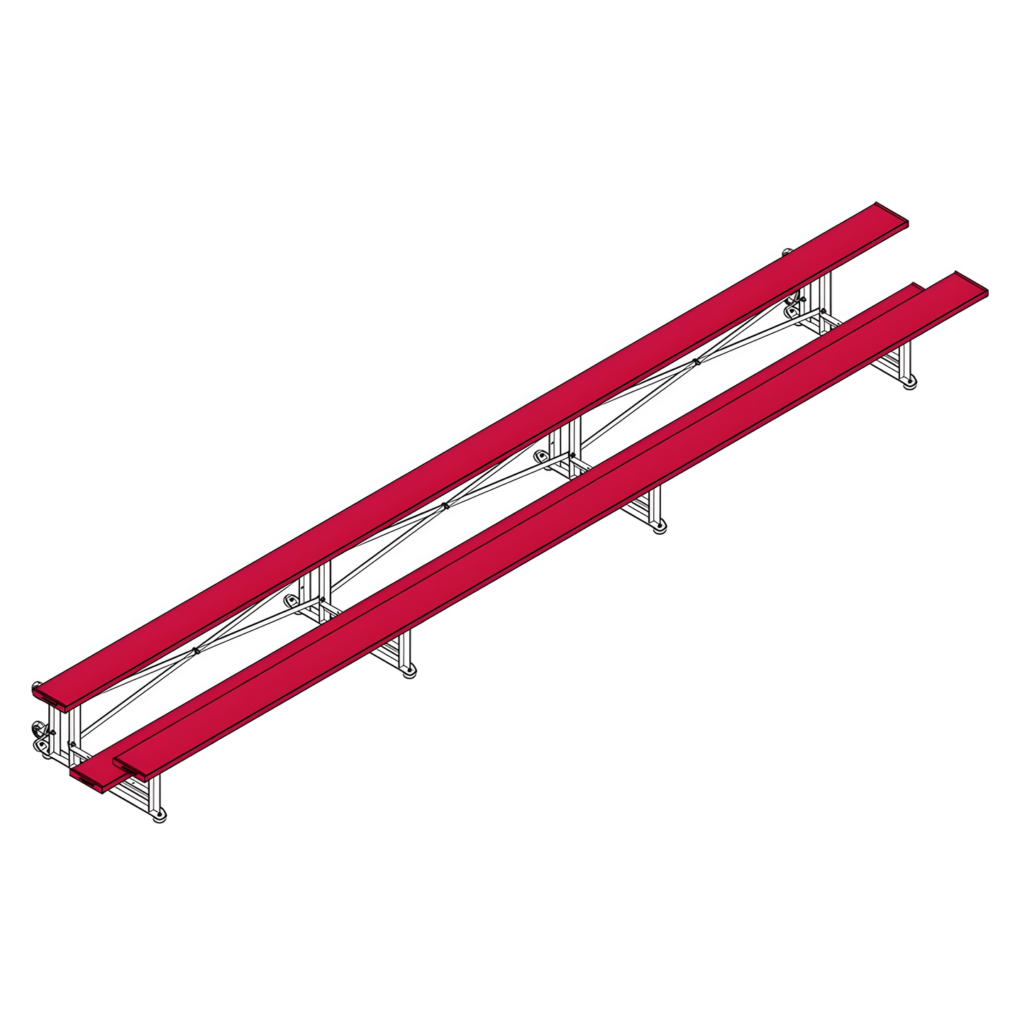 Jaypro Sports Bleacher - 2 Row -Tip & Roll, Single Foot Plank - 21' L, Powder Coated ( BLCH-221TRGPC)