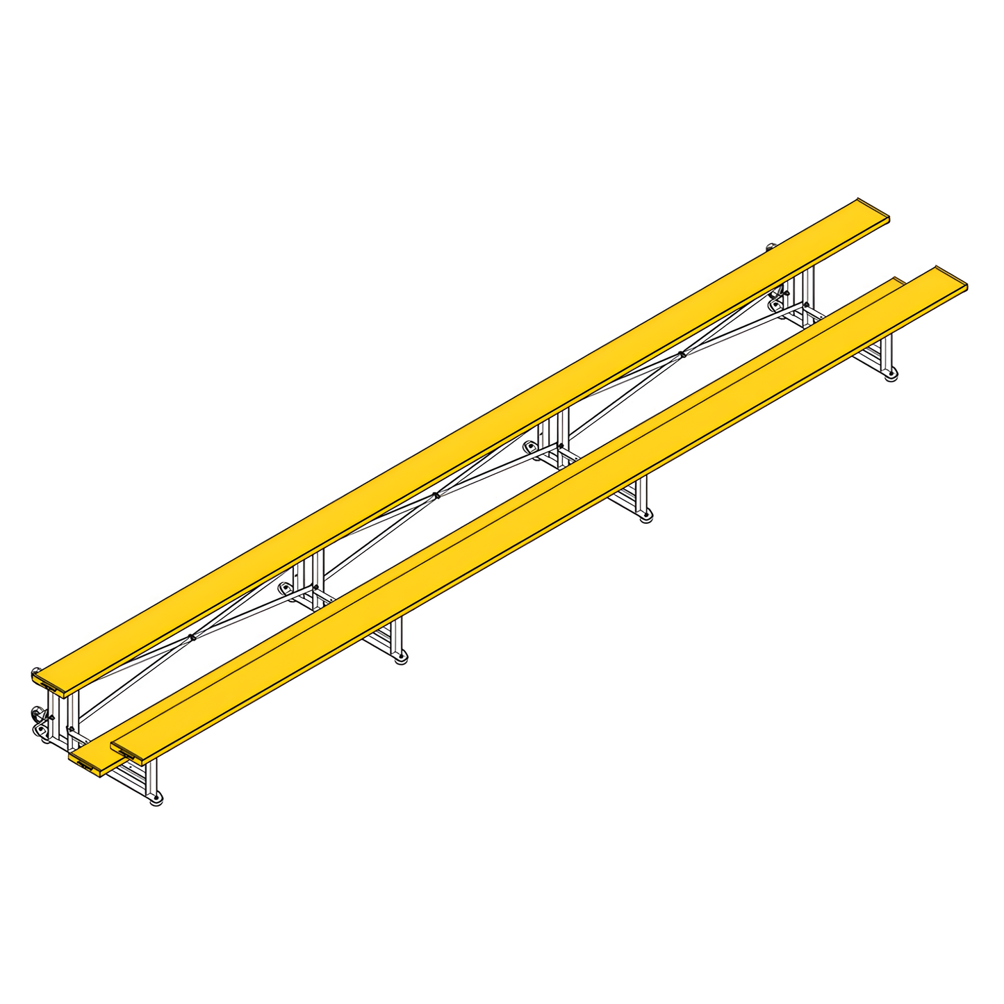 Jaypro Sports Bleacher - 2 Row -Tip & Roll, Single Foot Plank - 21' L, Powder Coated ( BLCH-221TRGPC)