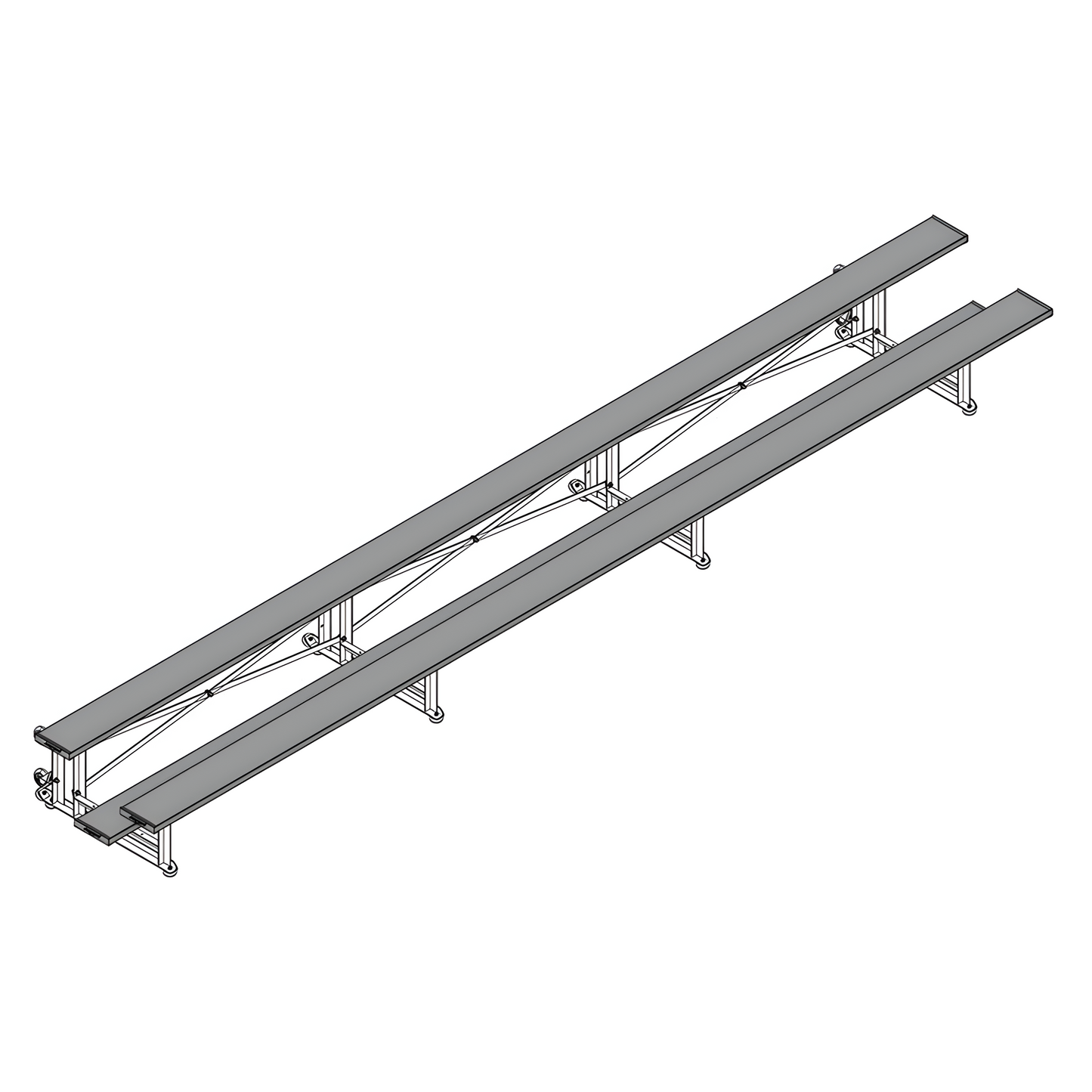 Jaypro Sports Bleacher - 2 Row -Tip & Roll, Single Foot Plank - 21' L, Powder Coated ( BLCH-221TRGPC)