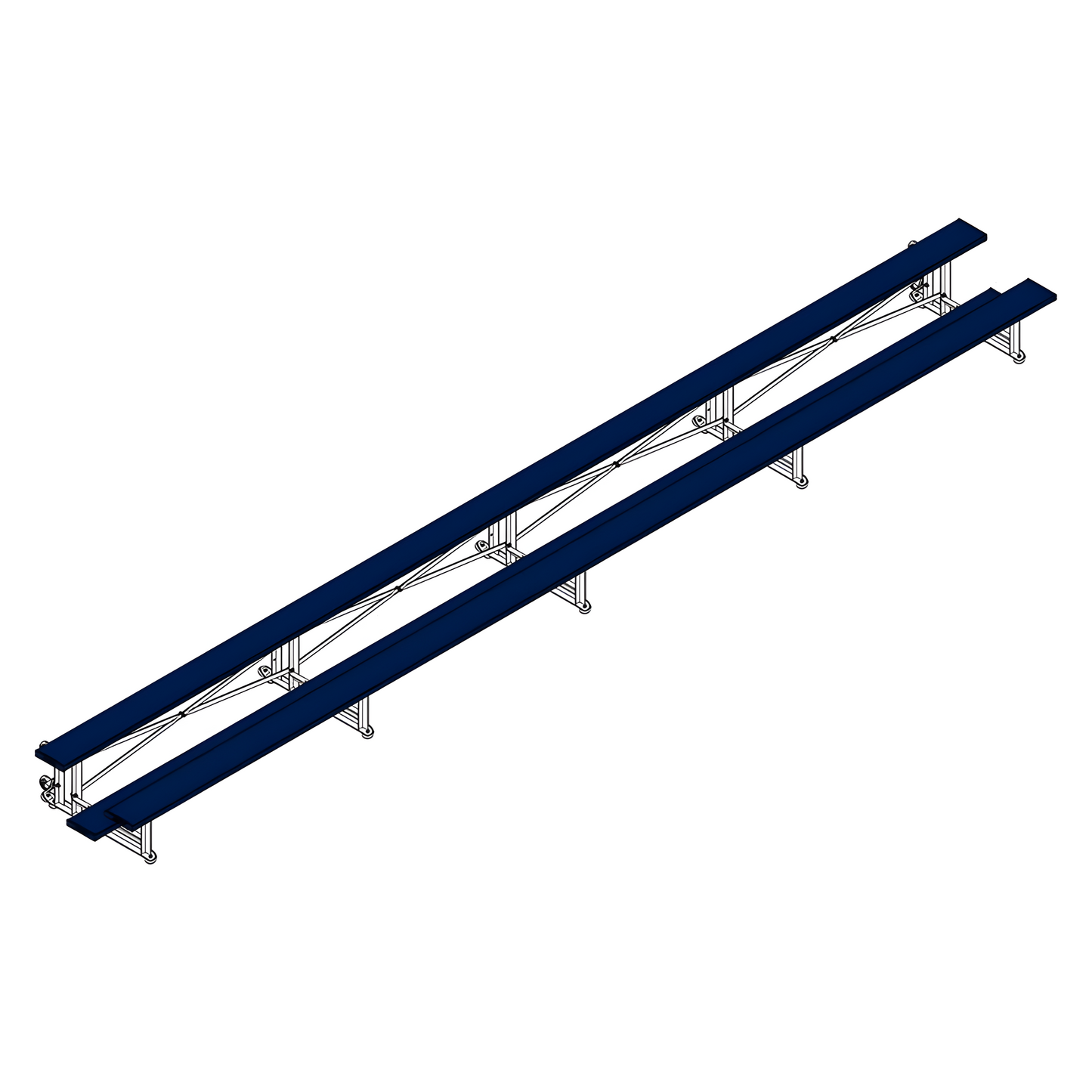 Jaypro Sports Bleacher - 2 Row -Tip & Roll, Single Foot Plank - 27' L, Powder Coated ( BLCH-227TRGPC)