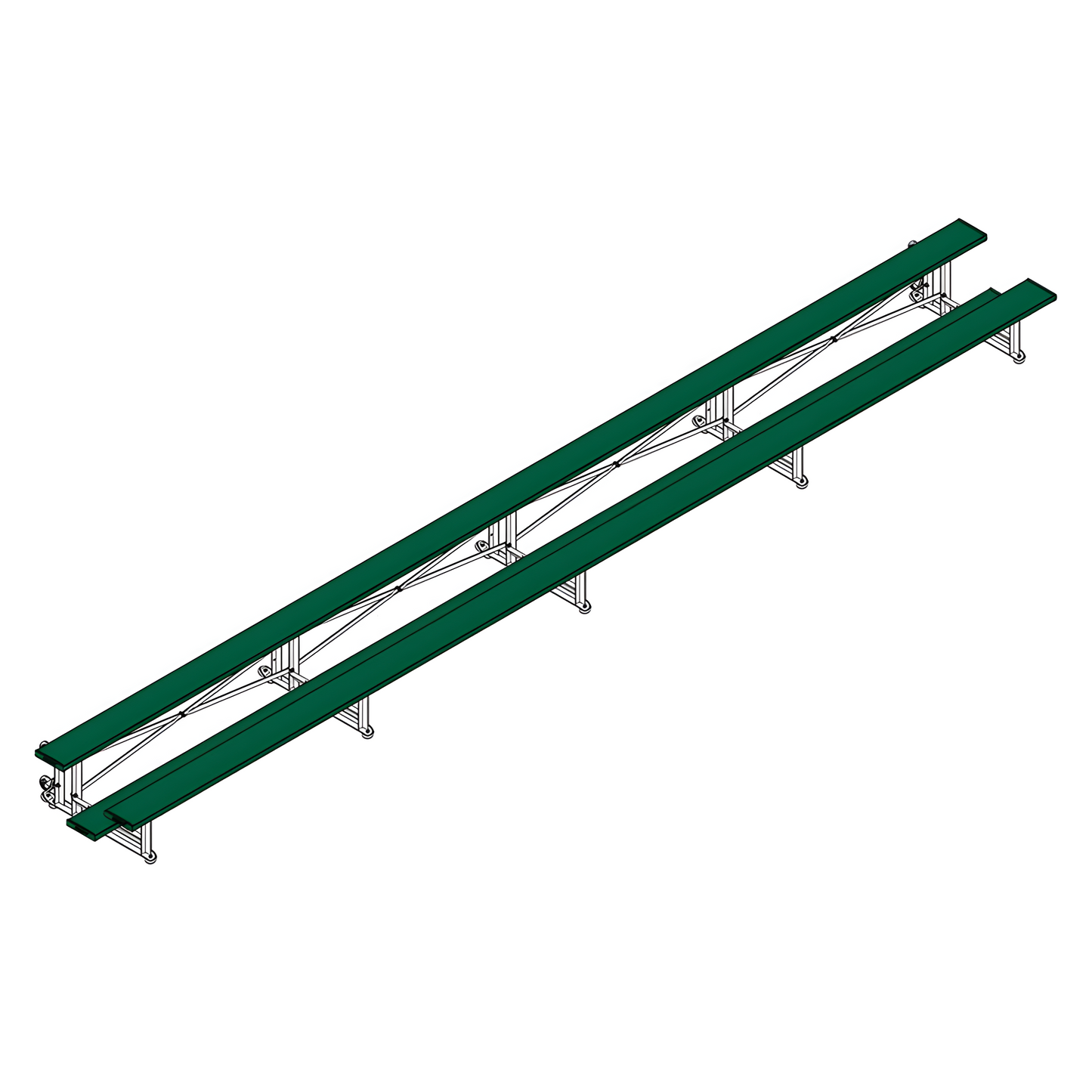 Jaypro Sports Bleacher - 2 Row -Tip & Roll, Single Foot Plank - 27' L, Powder Coated ( BLCH-227TRGPC)