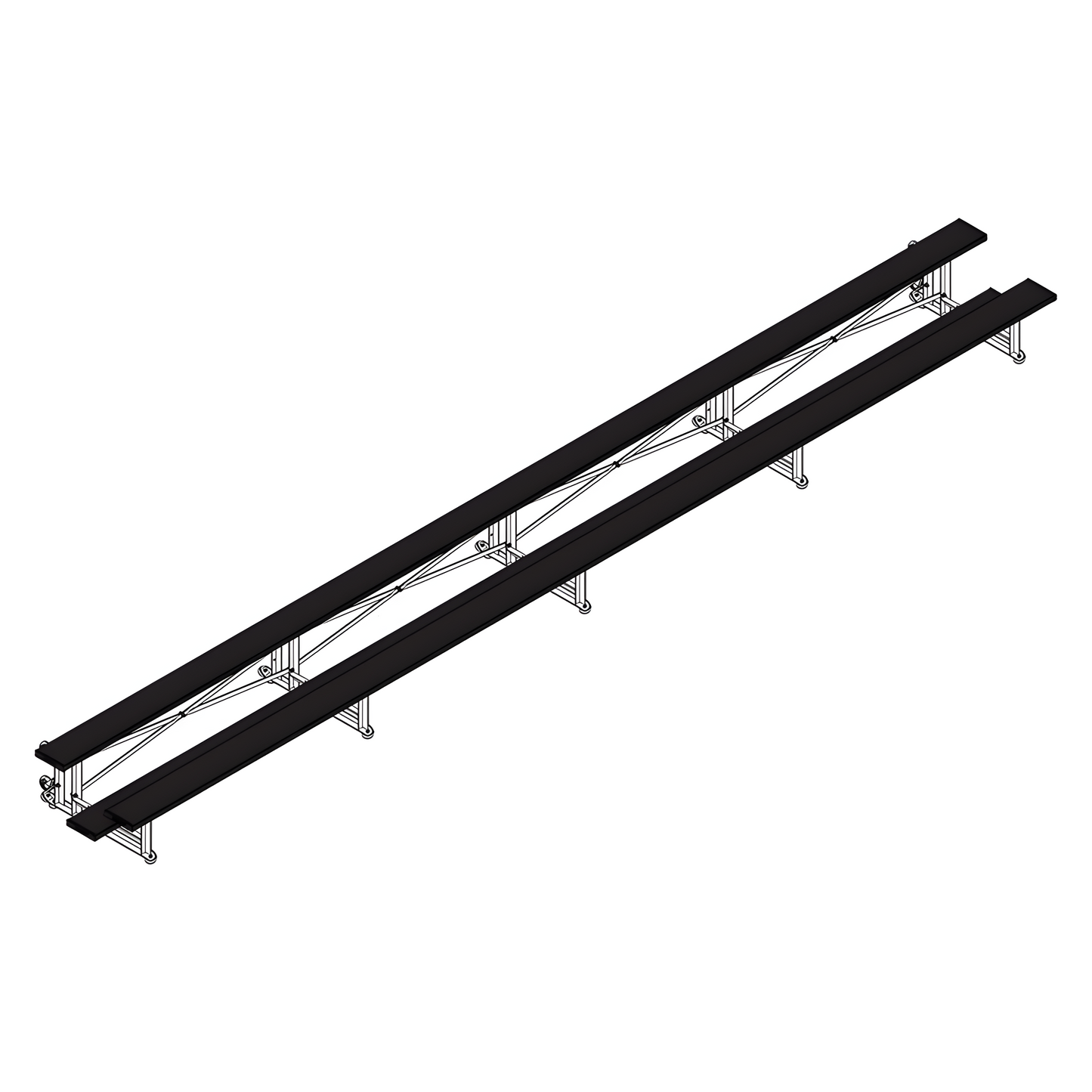Jaypro Sports Bleacher - 2 Row -Tip & Roll, Single Foot Plank - 27' L, Powder Coated ( BLCH-227TRGPC)