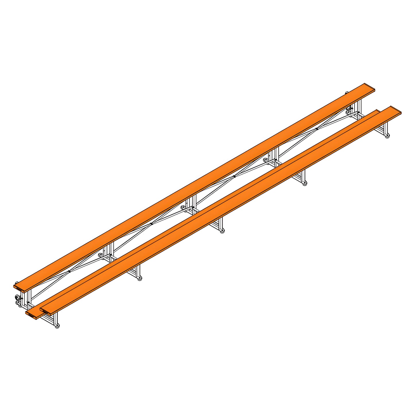 Jaypro Sports Bleacher - 2 Row -Tip & Roll, Single Foot Plank - 27' L, Powder Coated ( BLCH-227TRGPC) - JoySportStore