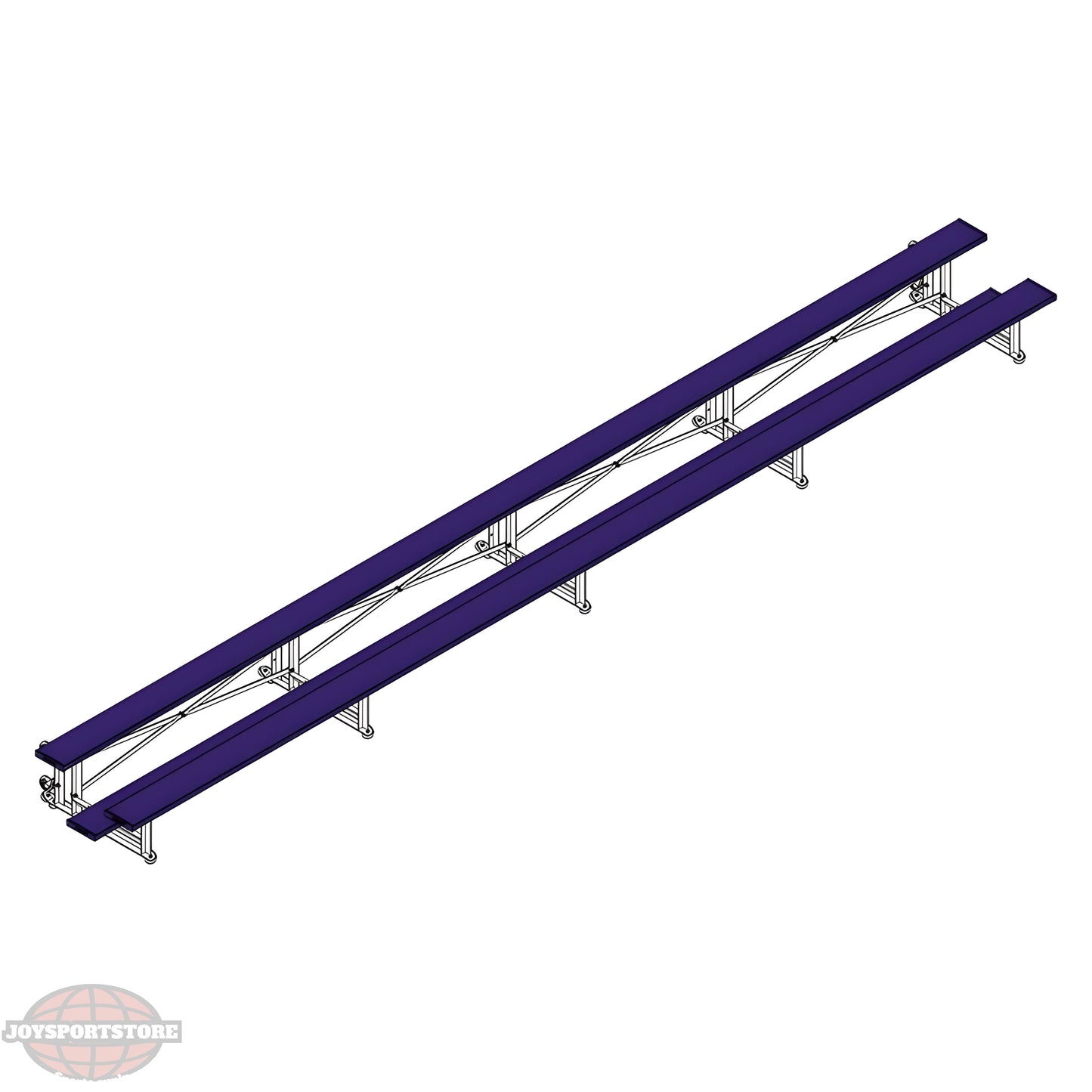 Jaypro Sports Bleacher - 2 Row -Tip & Roll, Single Foot Plank - 27' L, Powder Coated ( BLCH-227TRGPC) - JoySportStore