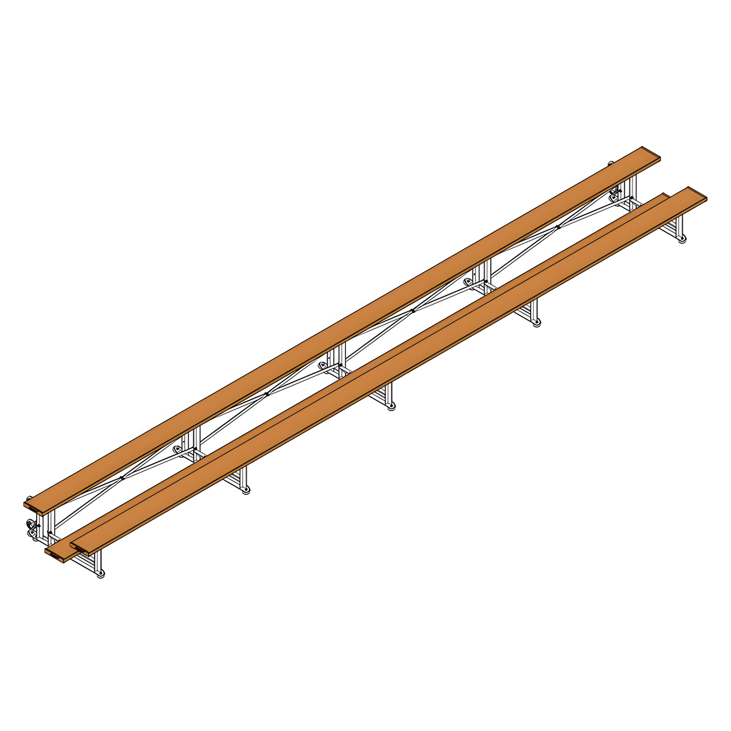 Jaypro Sports Bleacher - 2 Row -Tip & Roll, Single Foot Plank - 27' L, Powder Coated ( BLCH-227TRGPC)