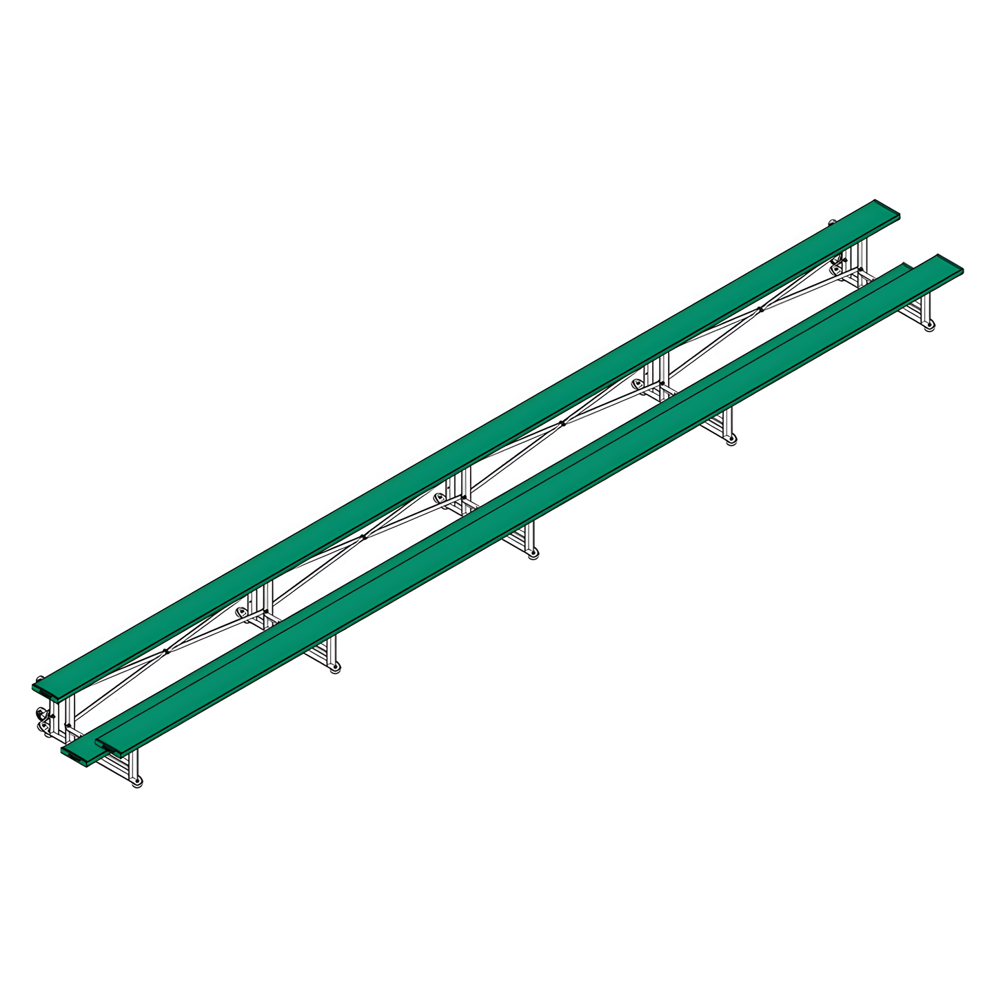 Jaypro Sports Bleacher - 2 Row -Tip & Roll, Single Foot Plank - 27' L, Powder Coated ( BLCH-227TRGPC)
