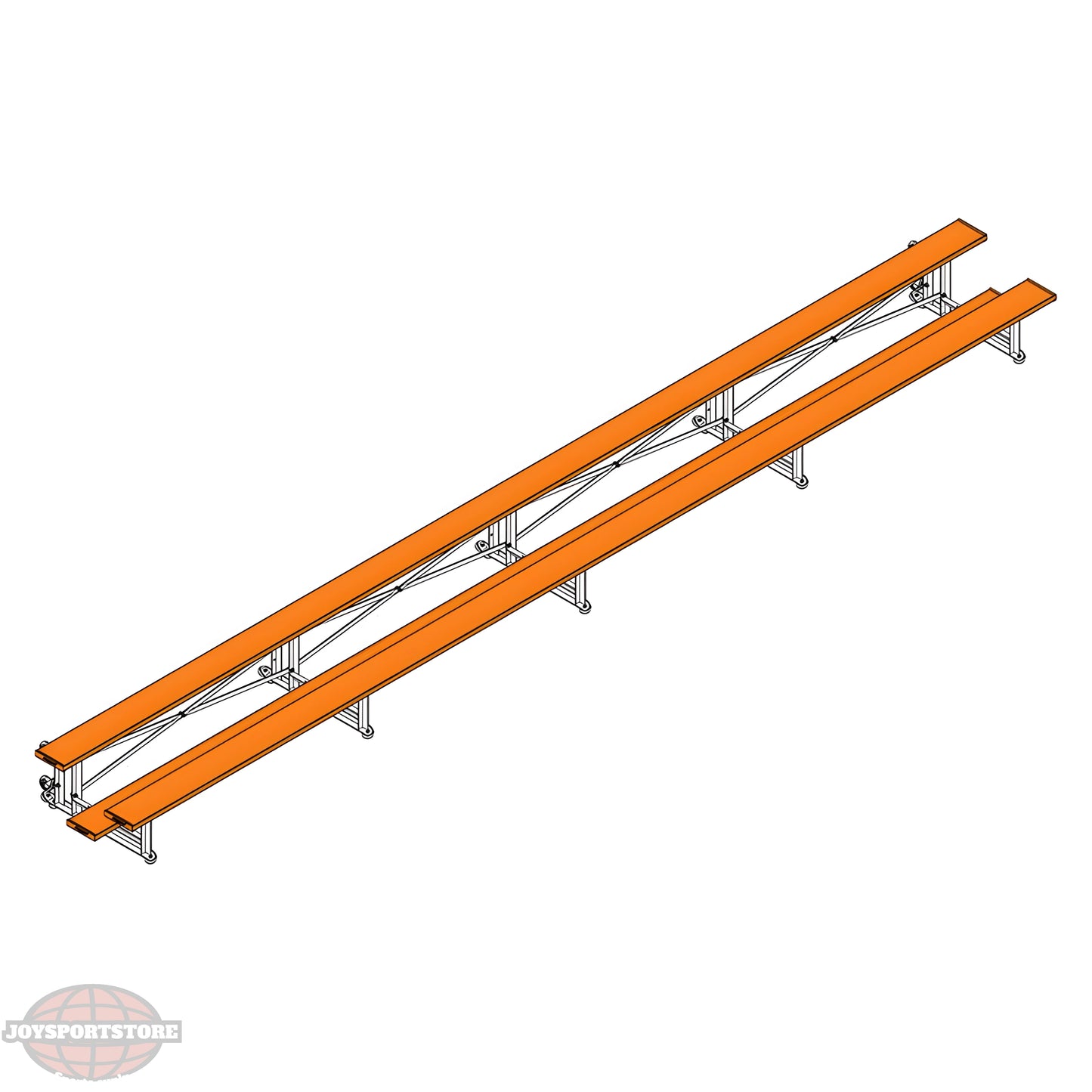 Jaypro Sports Bleacher - 2 Row -Tip & Roll, Single Foot Plank - 27' L, Powder Coated ( BLCH-227TRGPC) - JoySportStore