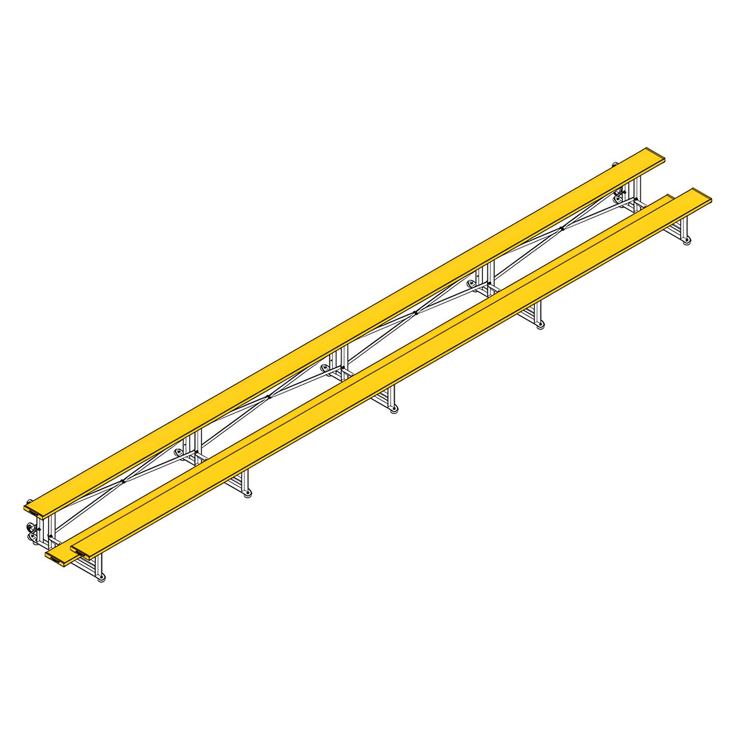 Jaypro Sports Bleacher - 2 Row -Tip & Roll, Single Foot Plank - 27' L, Powder Coated ( BLCH-227TRGPC)