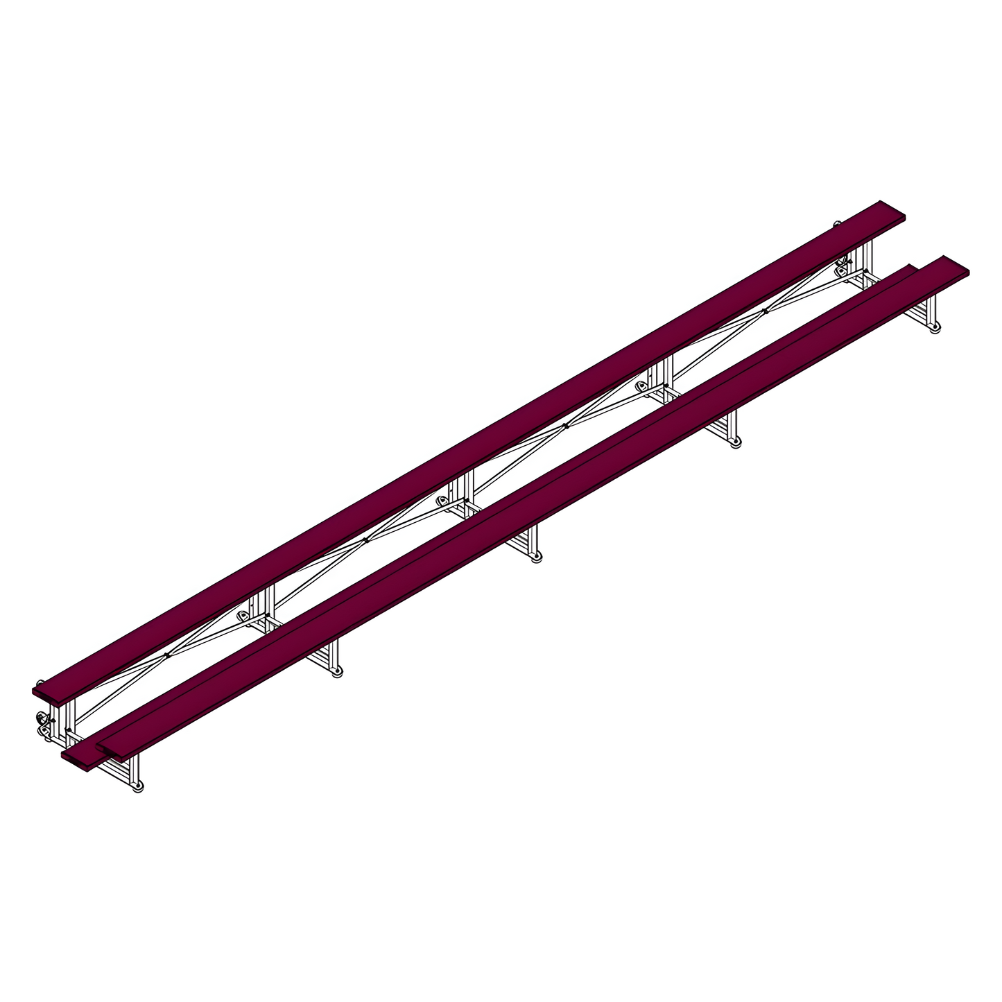 Jaypro Sports Bleacher - 2 Row -Tip & Roll, Single Foot Plank - 27' L, Powder Coated ( BLCH-227TRGPC)