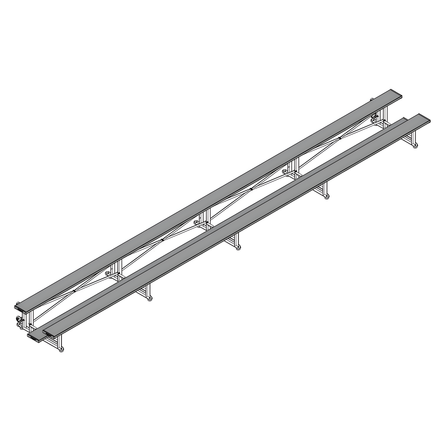 Jaypro Sports Bleacher - 2 Row -Tip & Roll, Single Foot Plank - 27' L, Powder Coated ( BLCH-227TRGPC)