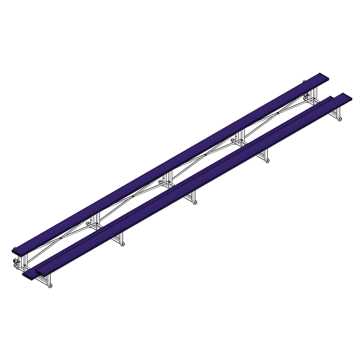 Jaypro Sports Bleacher - 2 Row -Tip & Roll, Single Foot Plank - 27' L, Powder Coated ( BLCH-227TRGPC)