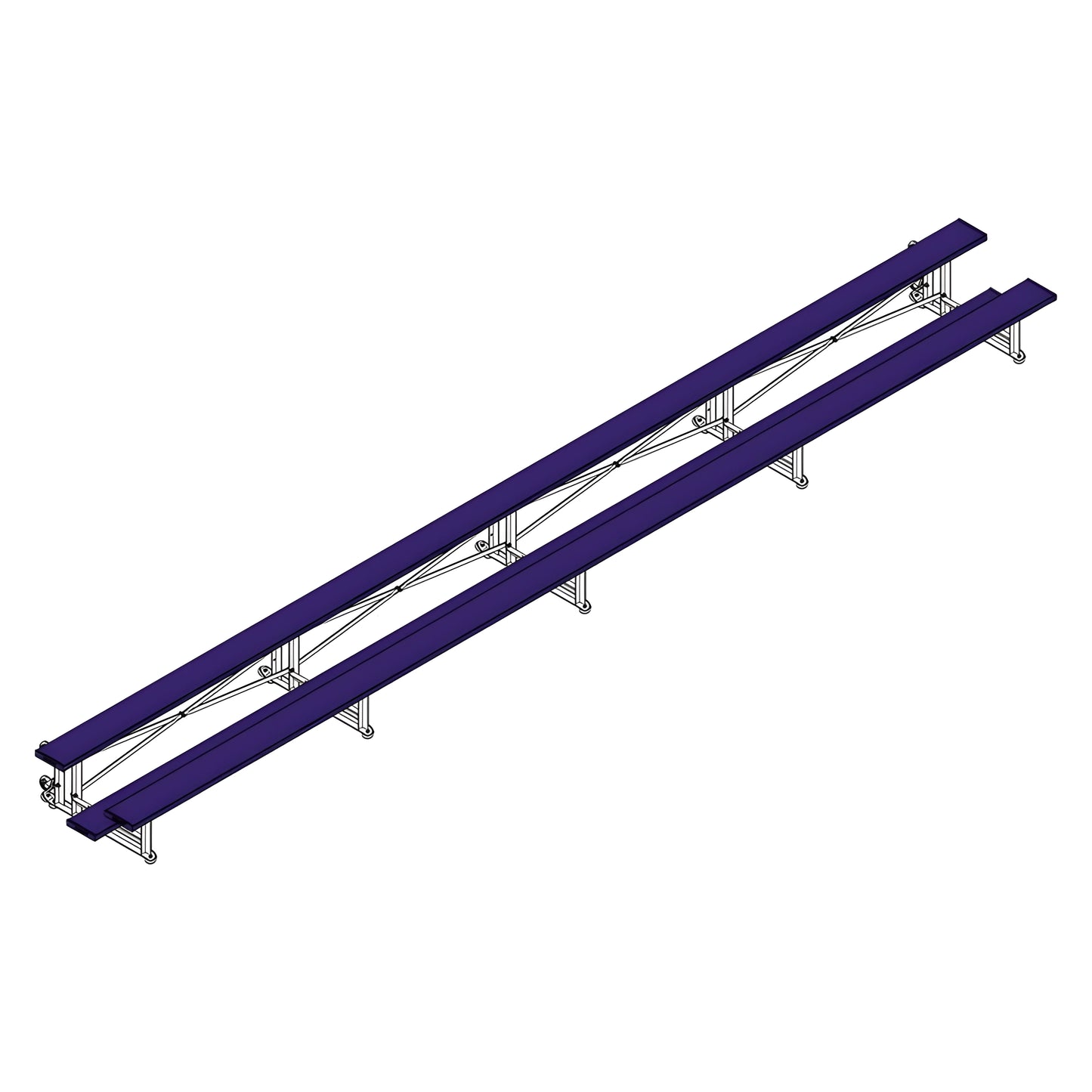 Jaypro Sports Bleacher - 2 Row -Tip & Roll, Single Foot Plank - 27' L, Powder Coated ( BLCH-227TRGPC) - JoySportStore