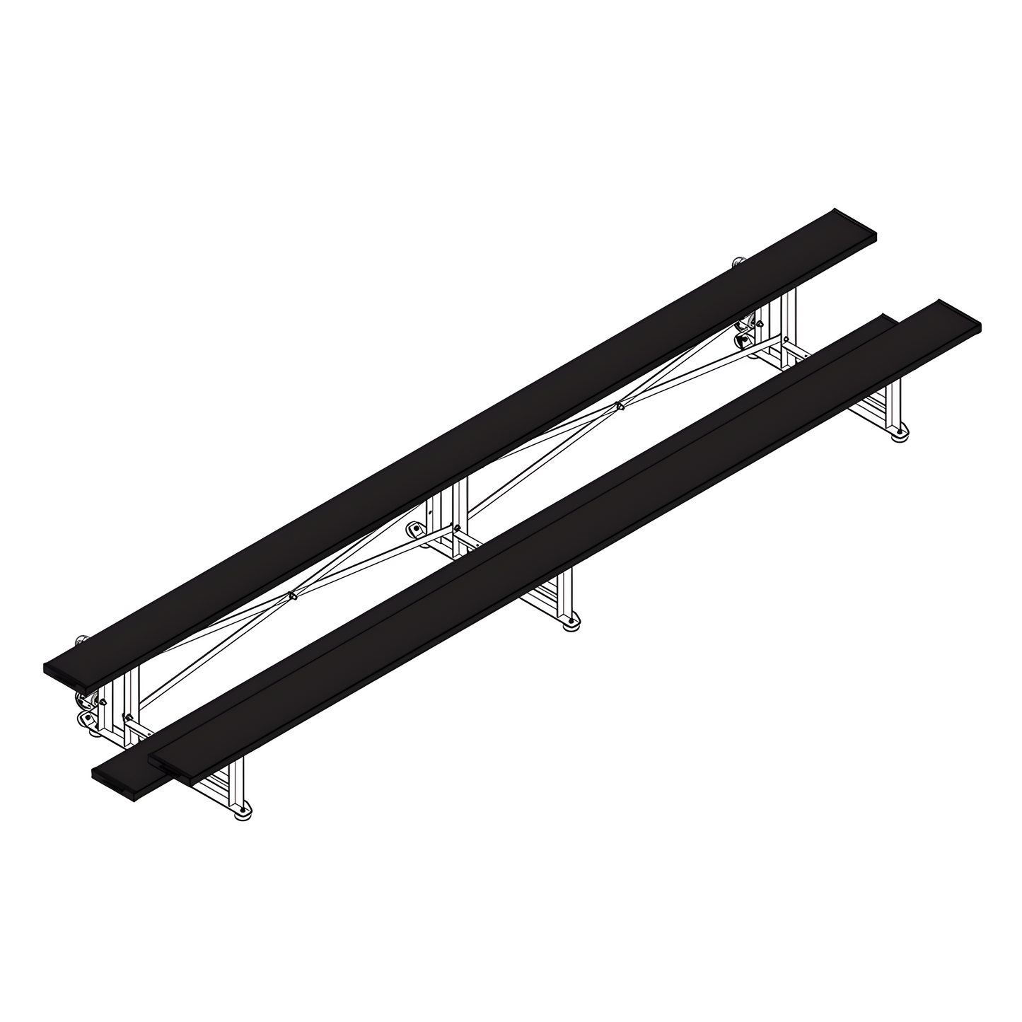 Jaypro Sports Bleacher - 2 Row -Tip & Roll, Single Foot Plank, Powder Coated - 15' L ( BLCH-2TRGPC)