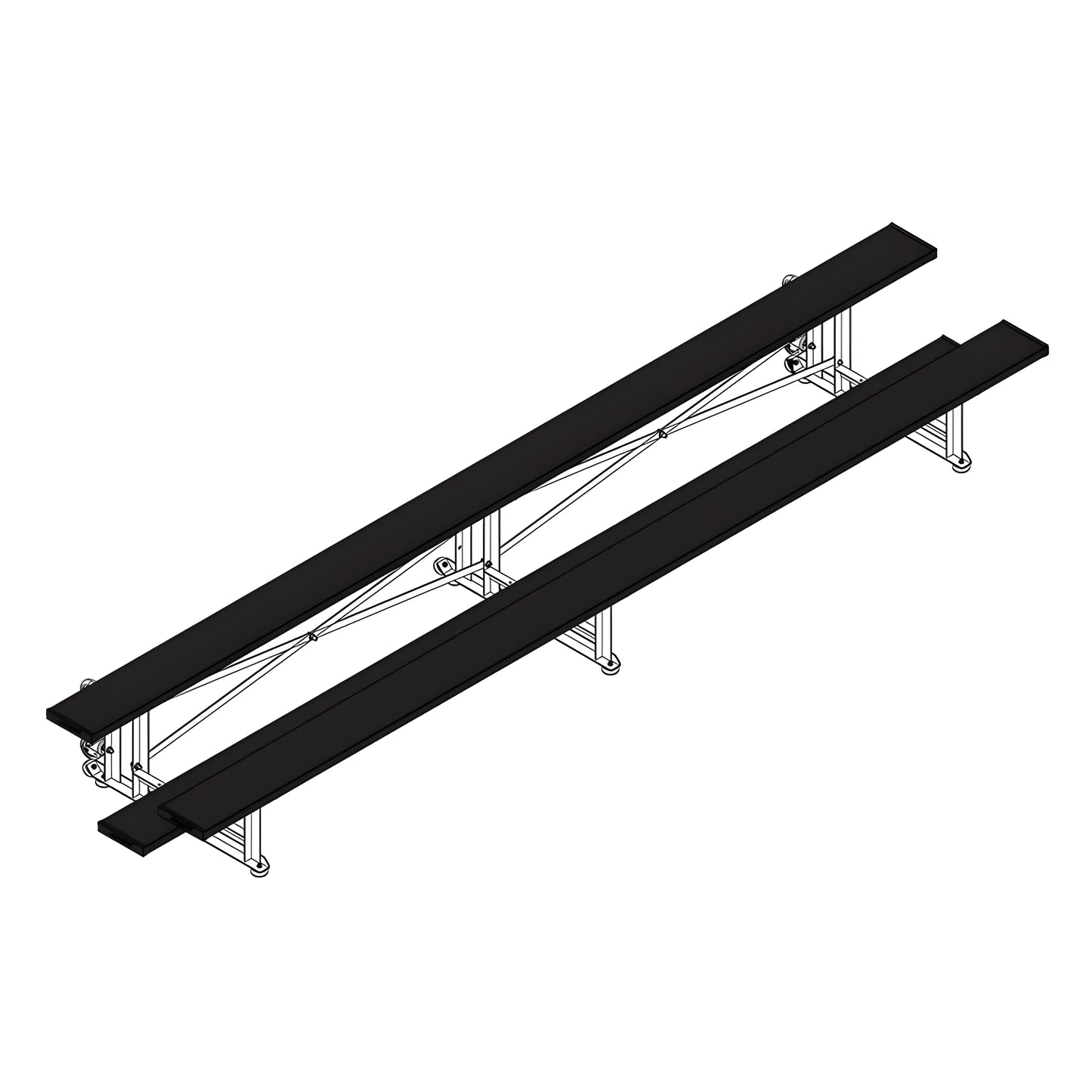 Jaypro Sports Bleacher - 2 Row -Tip & Roll, Single Foot Plank, Powder Coated - 15' L ( BLCH-2TRGPC) - JoySportStore