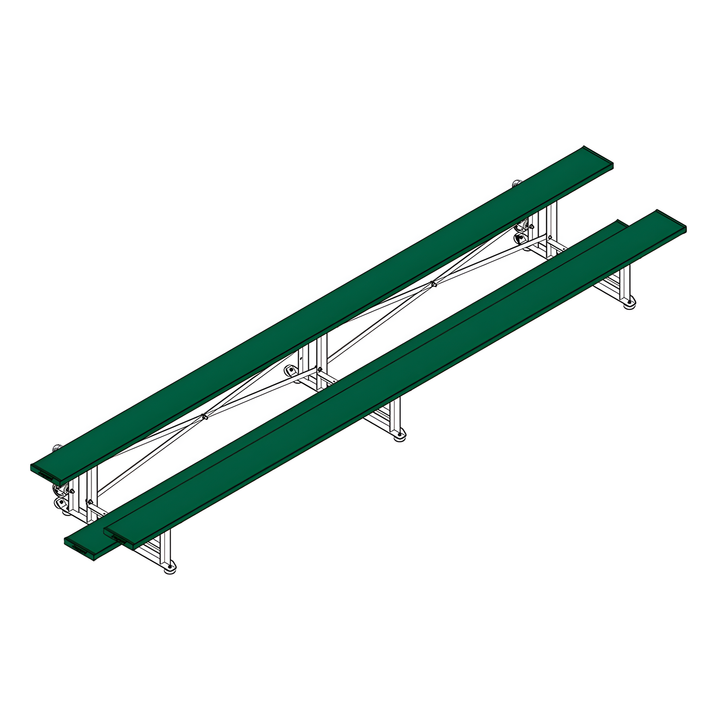 Jaypro Sports Bleacher - 2 Row -Tip & Roll, Single Foot Plank, Powder Coated - 15' L ( BLCH-2TRGPC)