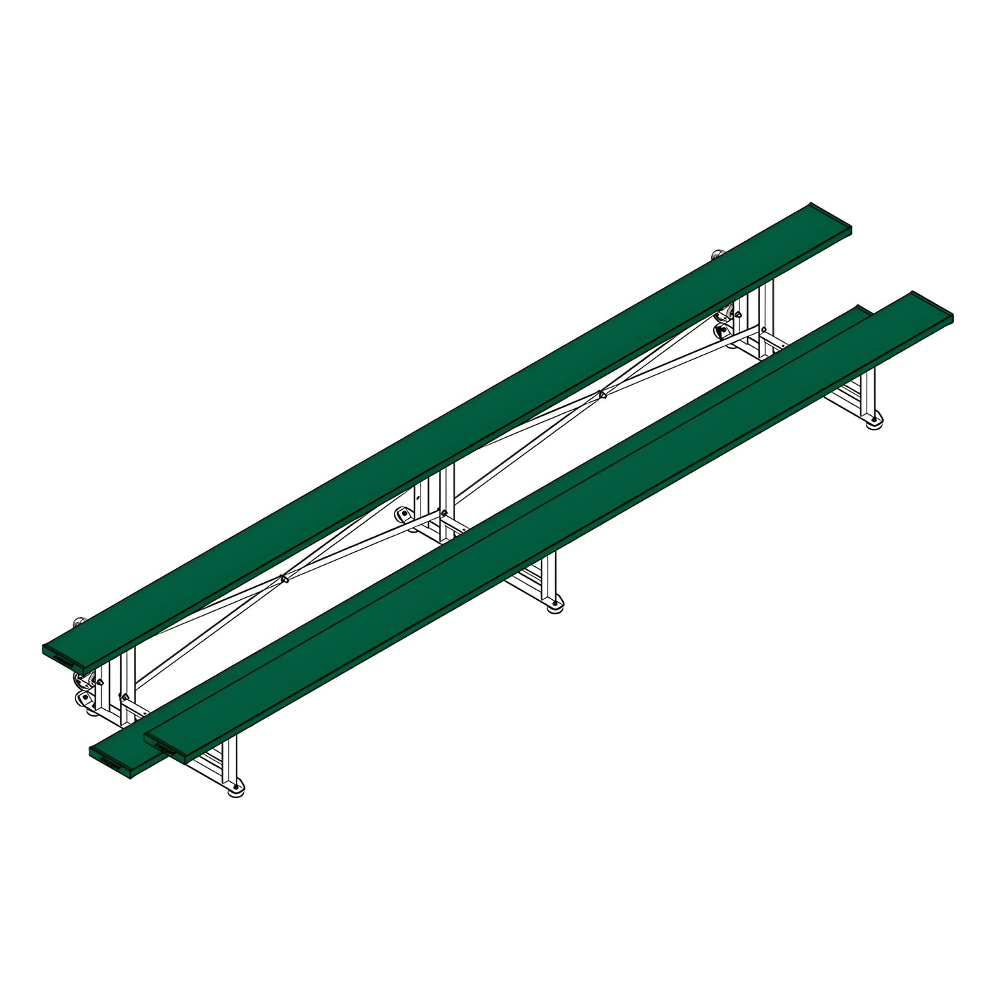 Jaypro Sports Bleacher - 2 Row -Tip & Roll, Single Foot Plank, Powder Coated - 15' L ( BLCH-2TRGPC) - JoySportStore