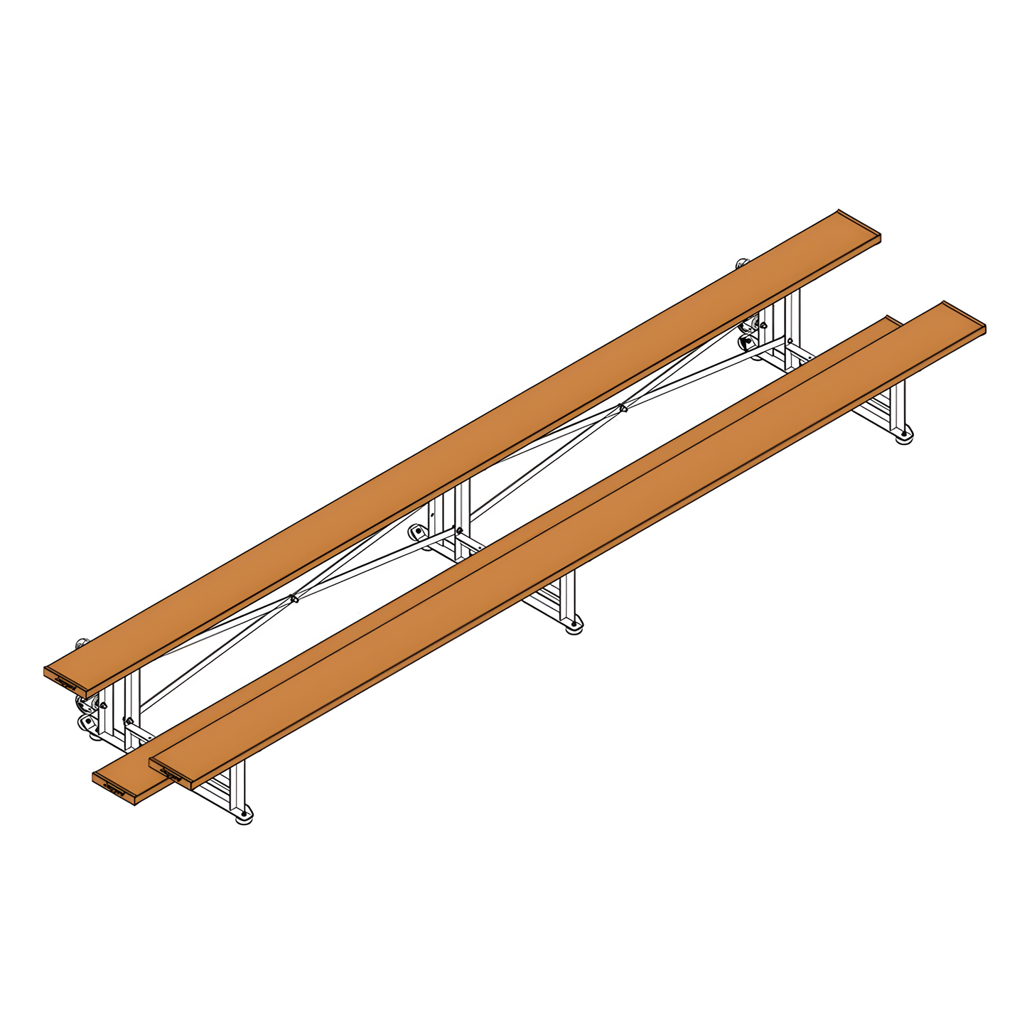 Jaypro Sports Bleacher - 2 Row -Tip & Roll, Single Foot Plank, Powder Coated - 15' L ( BLCH-2TRGPC)