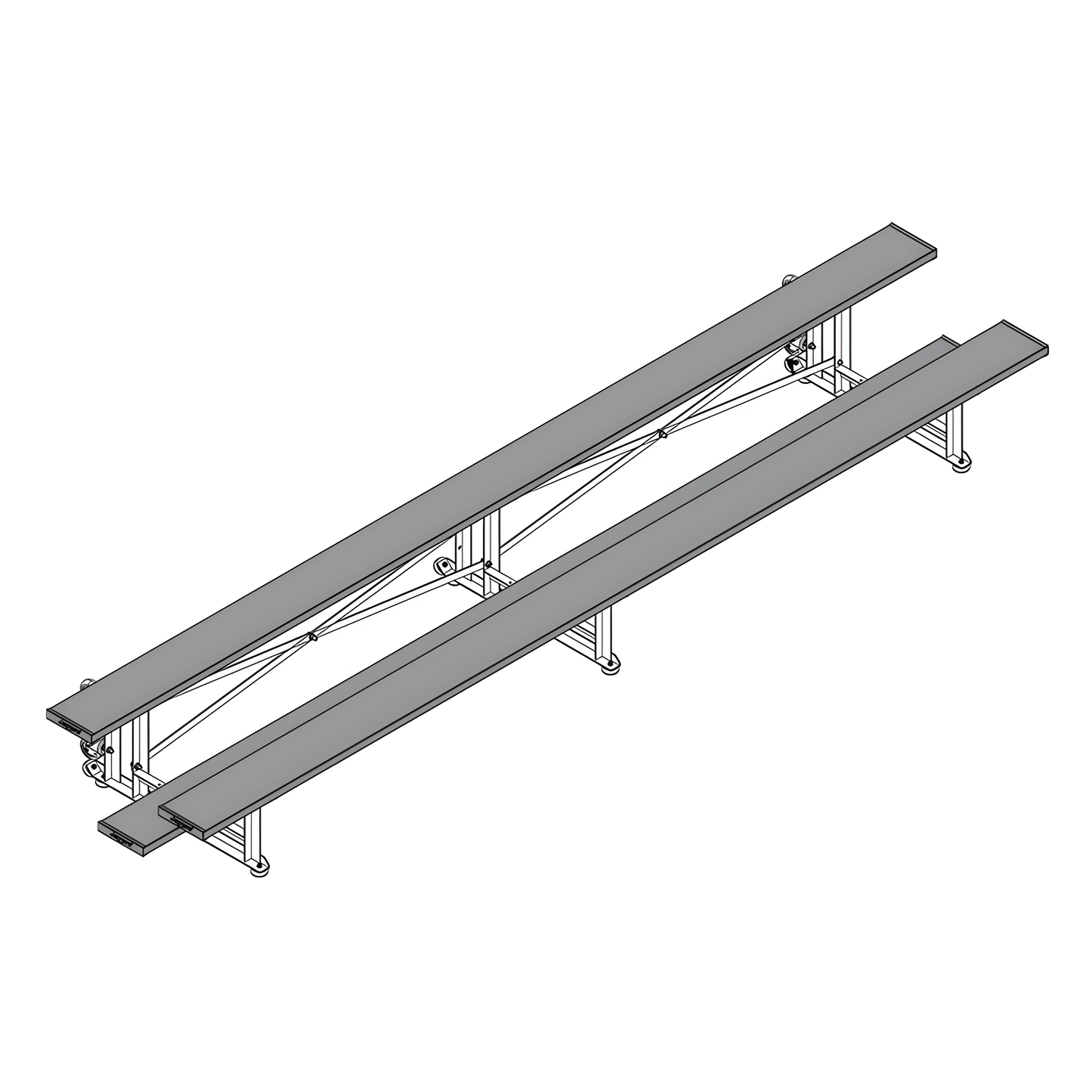 Jaypro Sports Bleacher - 2 Row -Tip & Roll, Single Foot Plank, Powder Coated - 15' L ( BLCH-2TRGPC)