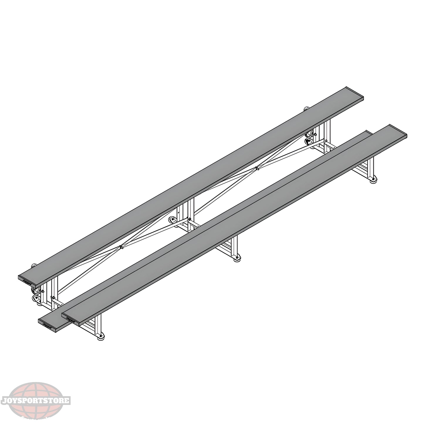 Jaypro Sports Bleacher - 2 Row -Tip & Roll, Single Foot Plank, Powder Coated - 15' L ( BLCH-2TRGPC) - JoySportStore