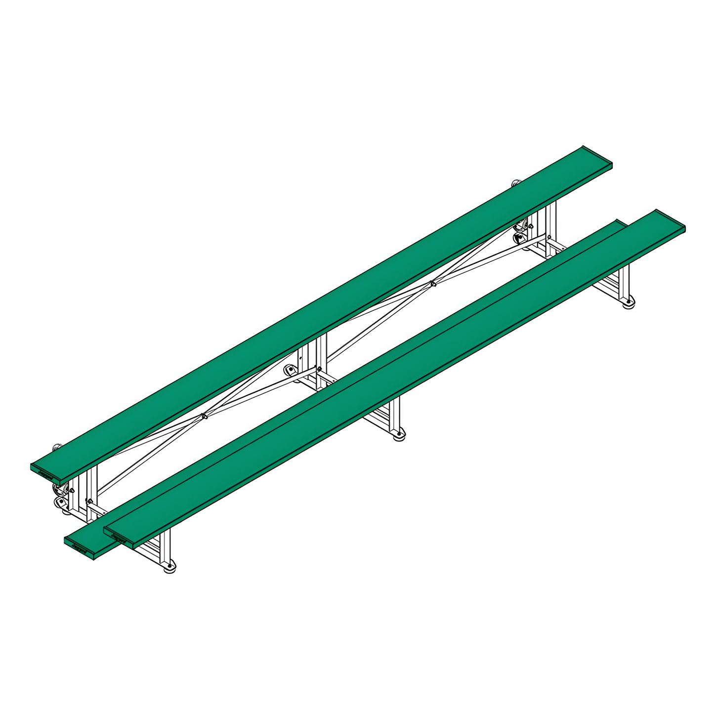Jaypro Sports Bleacher - 2 Row -Tip & Roll, Single Foot Plank, Powder Coated - 15' L ( BLCH-2TRGPC)