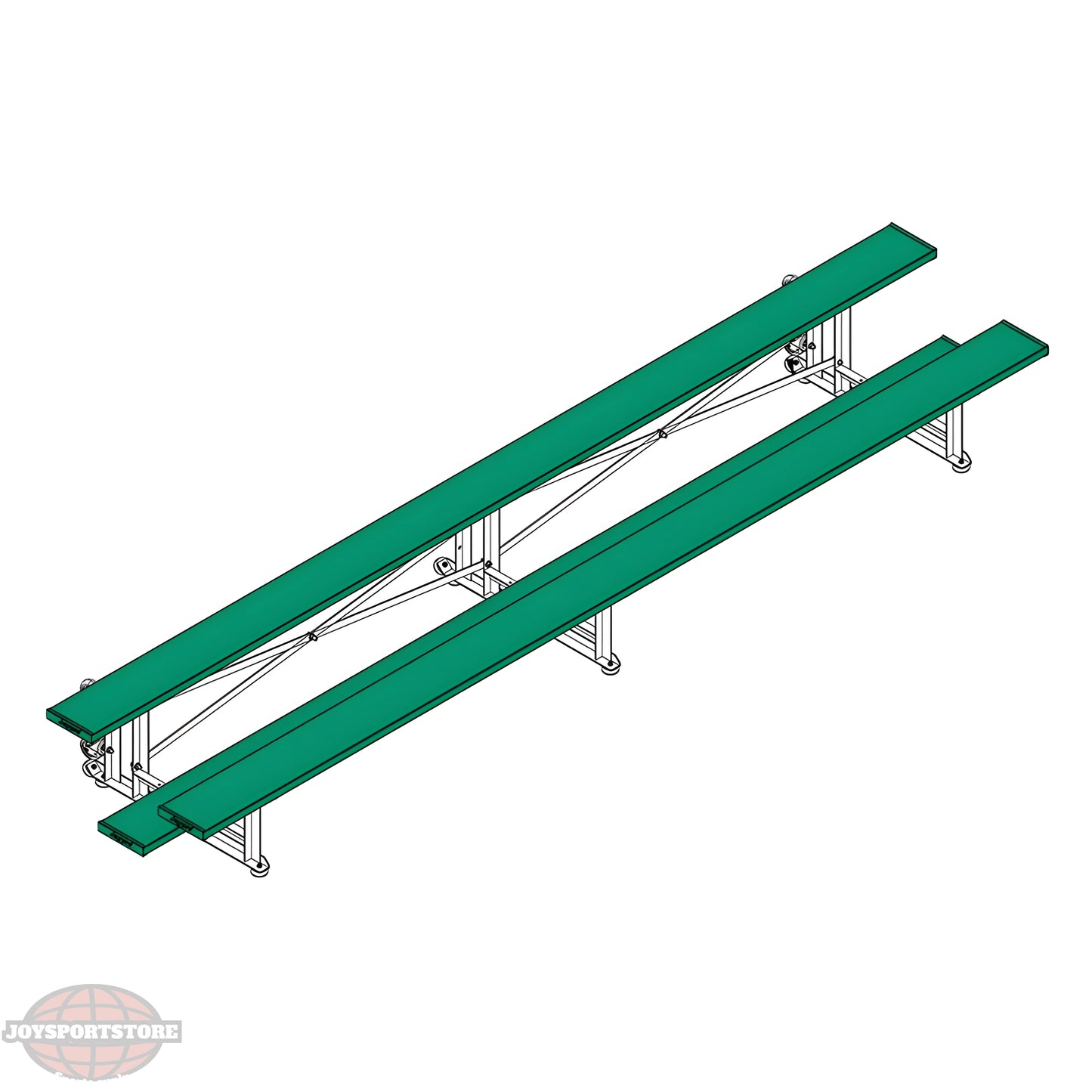 Jaypro Sports Bleacher - 2 Row -Tip & Roll, Single Foot Plank, Powder Coated - 15' L ( BLCH-2TRGPC) - JoySportStore