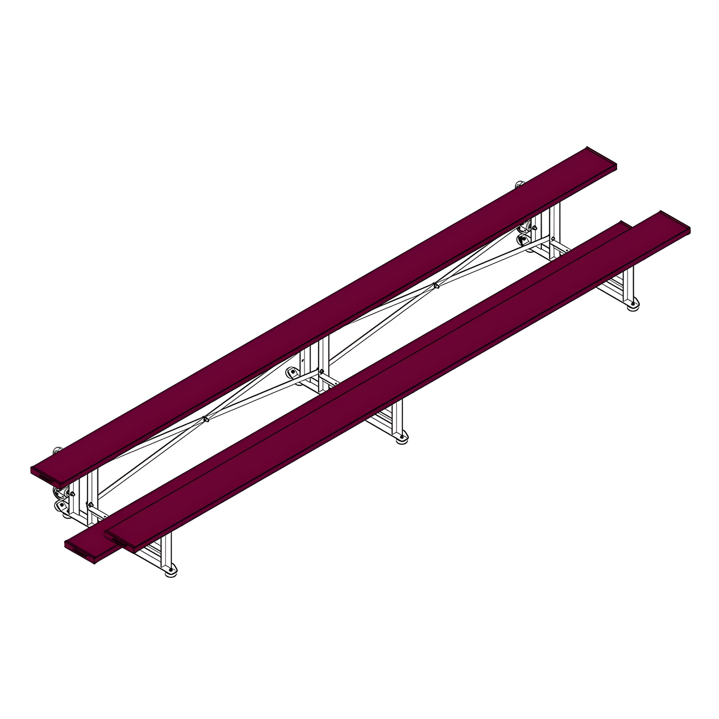 Jaypro Sports Bleacher - 2 Row -Tip & Roll, Single Foot Plank, Powder Coated - 15' L ( BLCH-2TRGPC)