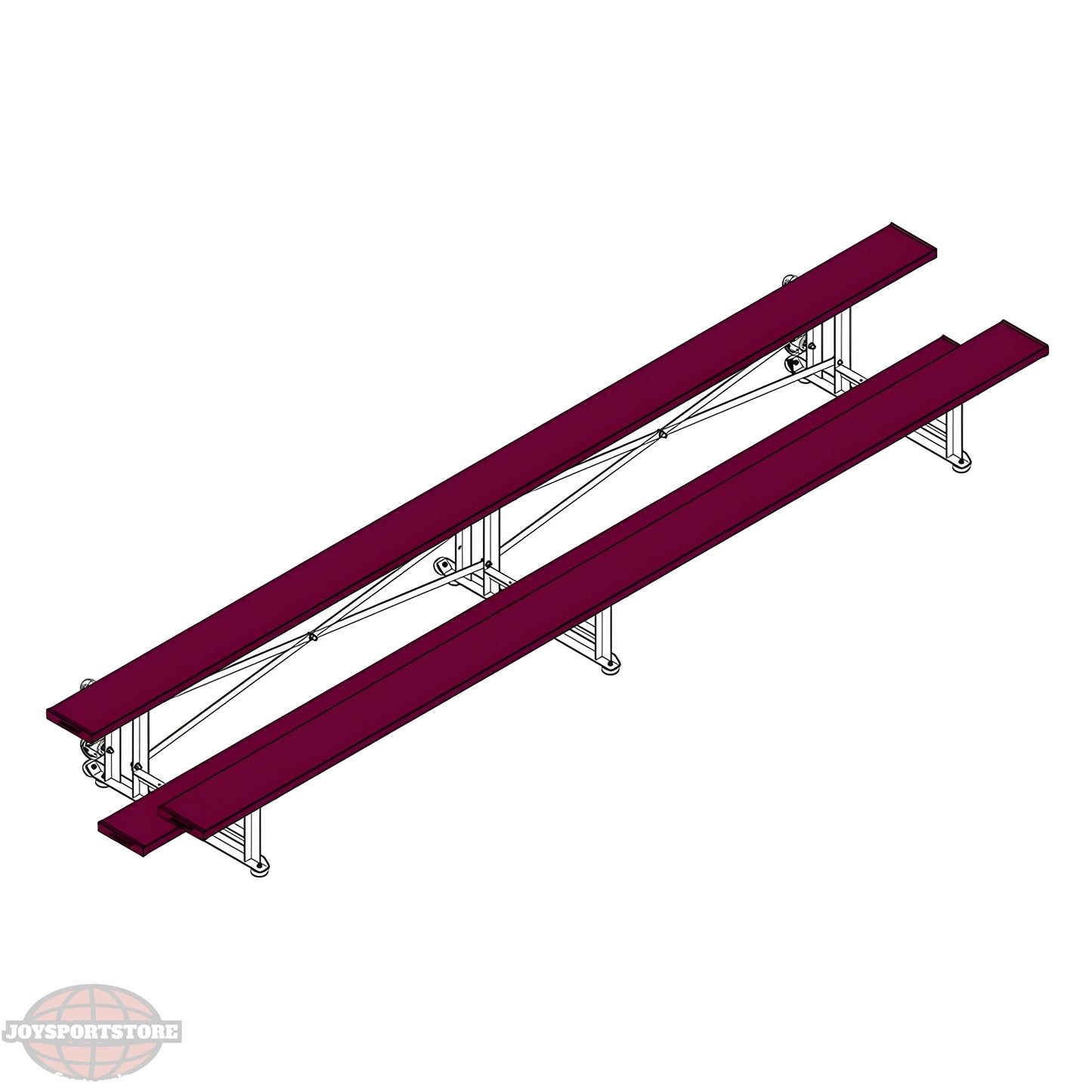 Jaypro Sports Bleacher - 2 Row -Tip & Roll, Single Foot Plank, Powder Coated - 15' L ( BLCH-2TRGPC) - JoySportStore