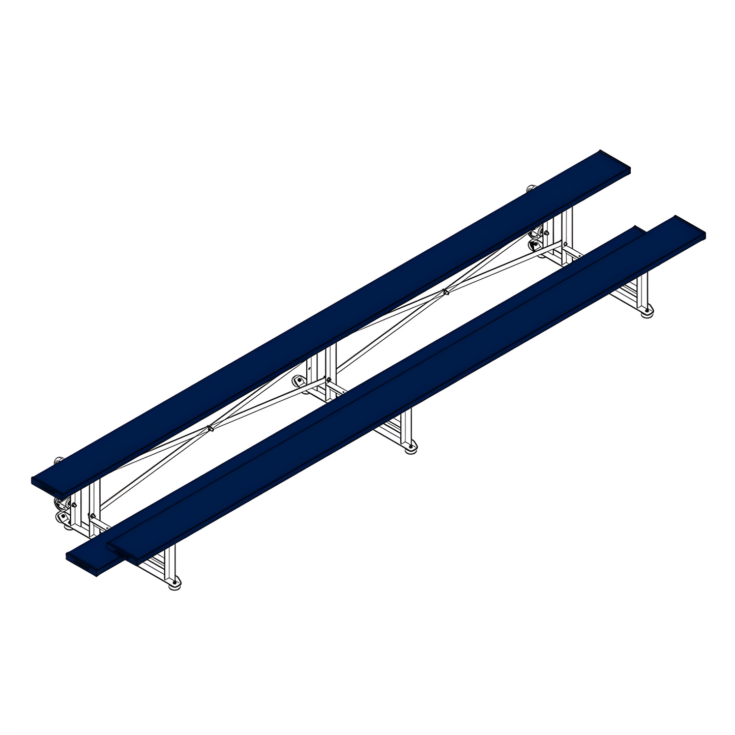 Jaypro Sports Bleacher - 2 Row -Tip & Roll, Single Foot Plank, Powder Coated - 15' L ( BLCH-2TRGPC)