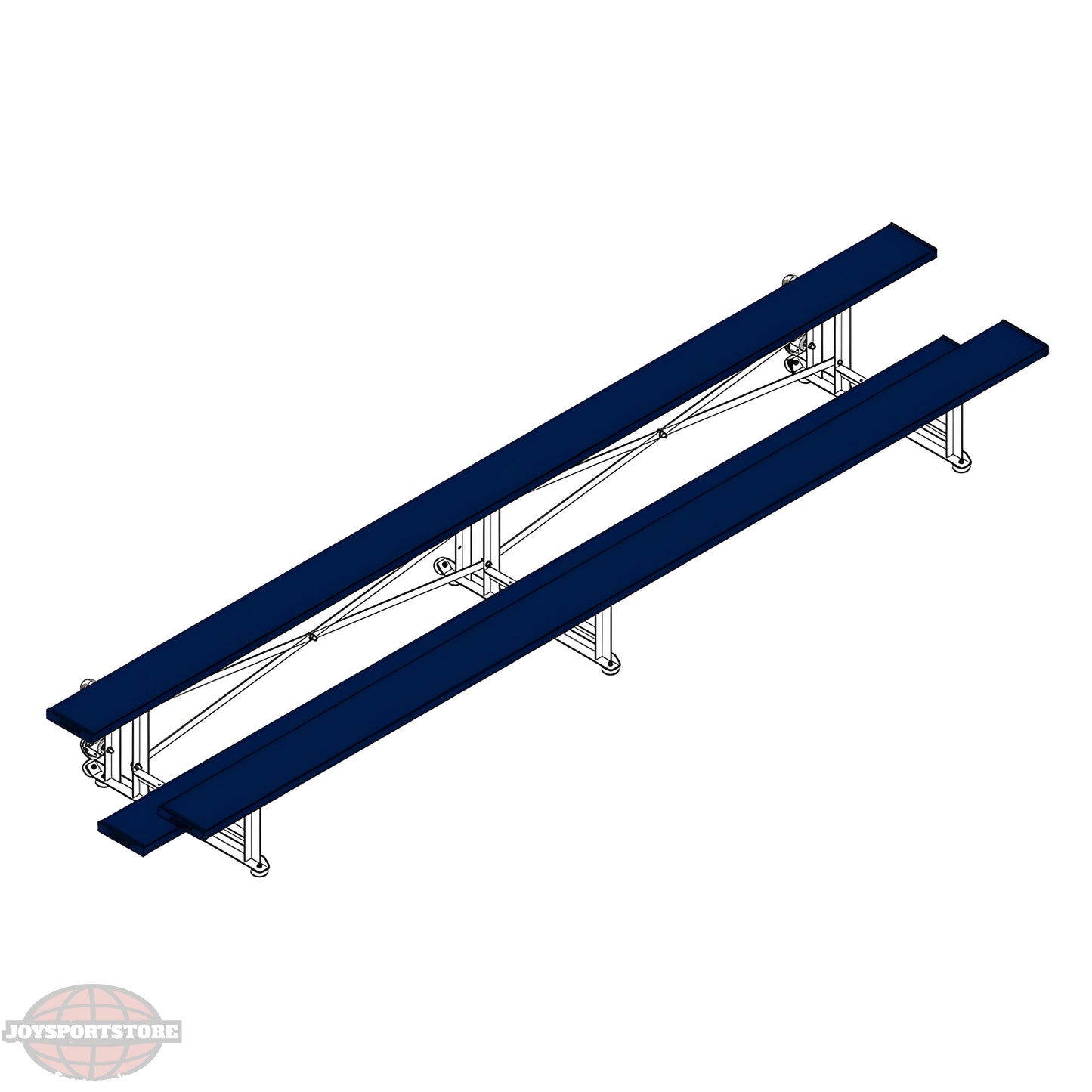 Jaypro Sports Bleacher - 2 Row -Tip & Roll, Single Foot Plank, Powder Coated - 15' L ( BLCH-2TRGPC) - JoySportStore