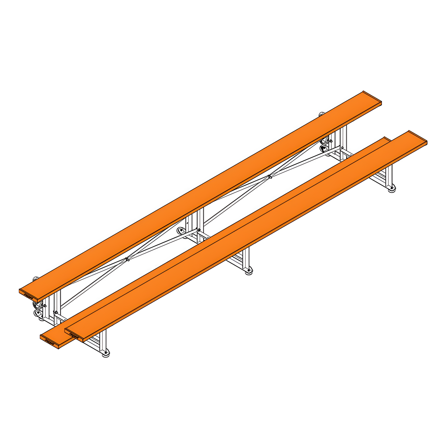 Jaypro Sports Bleacher - 2 Row -Tip & Roll, Single Foot Plank, Powder Coated - 15' L ( BLCH-2TRGPC)