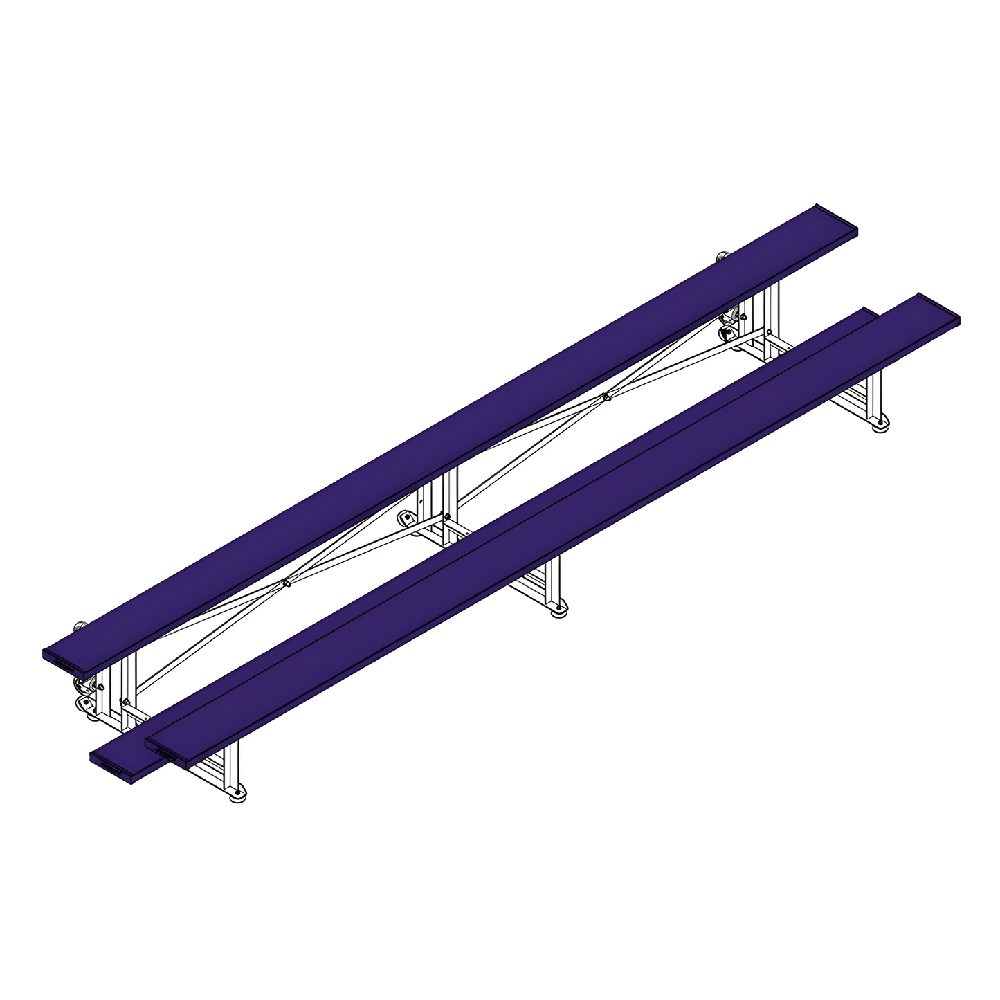 Jaypro Sports Bleacher - 2 Row -Tip & Roll, Single Foot Plank, Powder Coated - 15' L ( BLCH-2TRGPC)