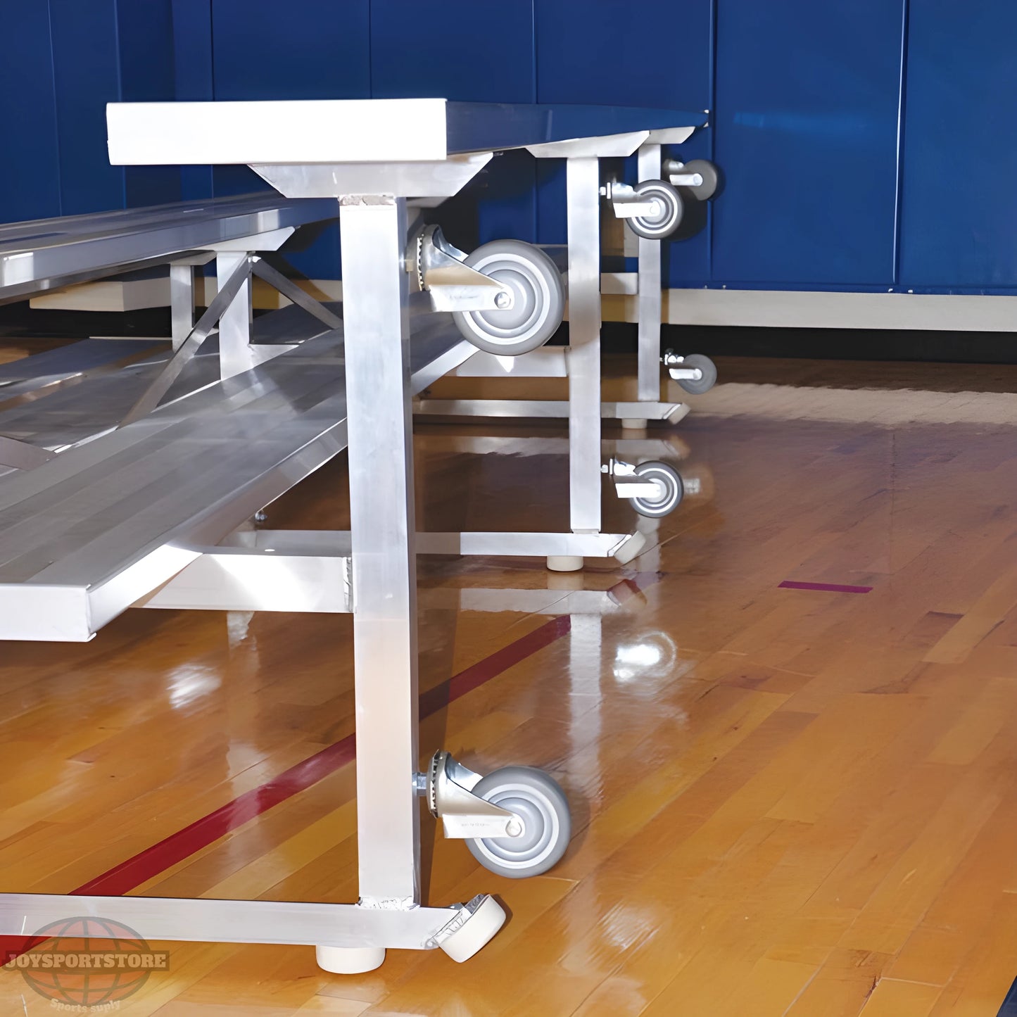 Jaypro Sports Bleacher - 2 Row -Tip & Roll, Single Foot Plank, Powder Coated - 15' L ( BLCH-2TRGPC) - JoySportStore
