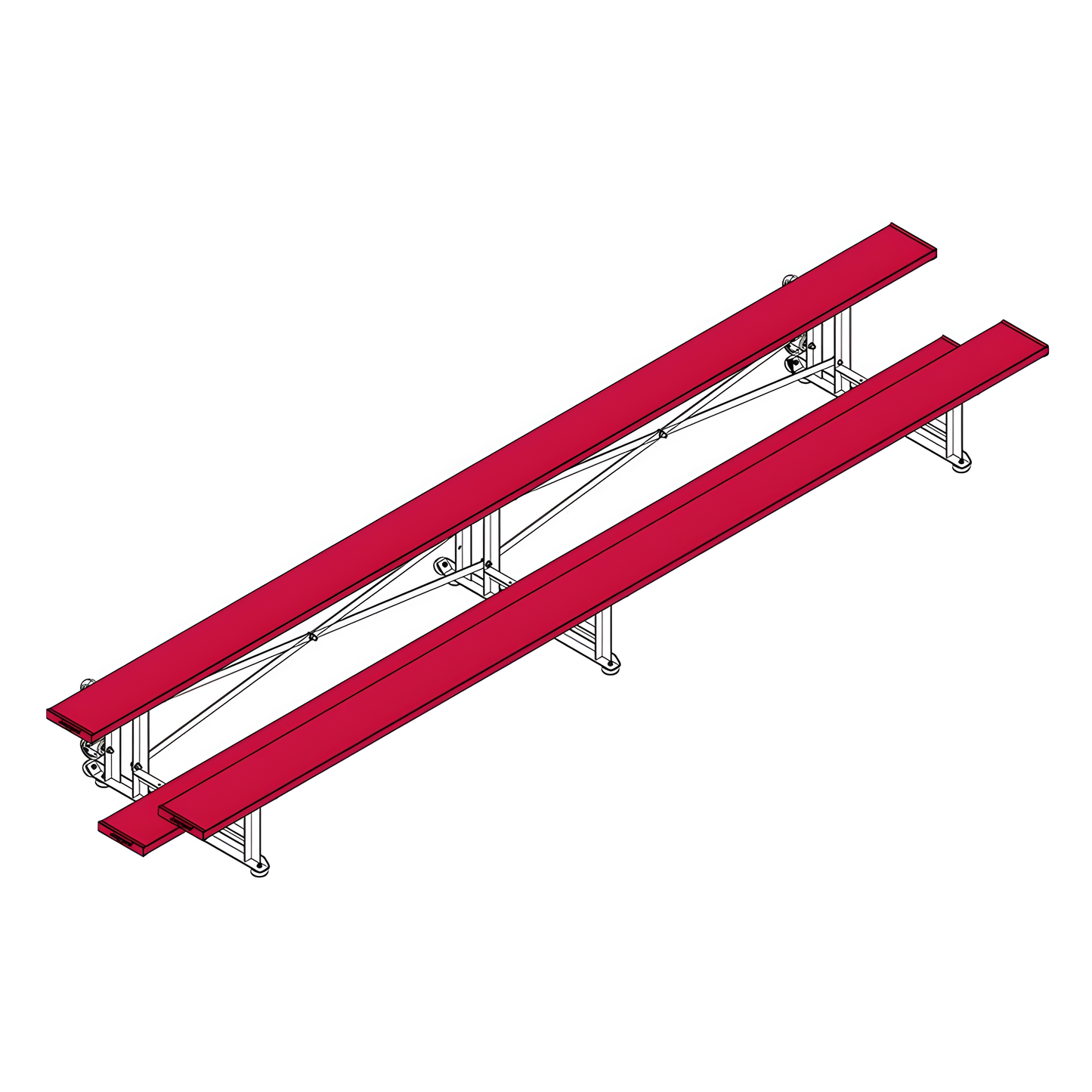 Jaypro Sports Bleacher - 2 Row -Tip & Roll, Single Foot Plank, Powder Coated - 15' L ( BLCH-2TRGPC)