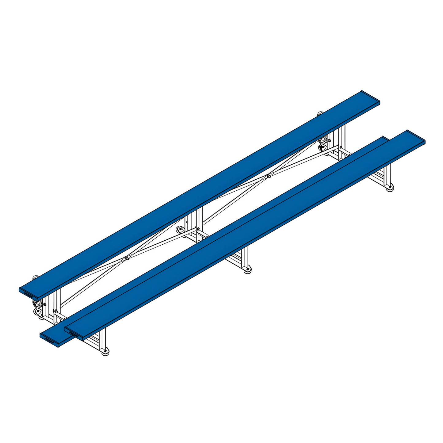 Jaypro Sports Bleacher - 2 Row -Tip & Roll, Single Foot Plank, Powder Coated - 15' L ( BLCH-2TRGPC)