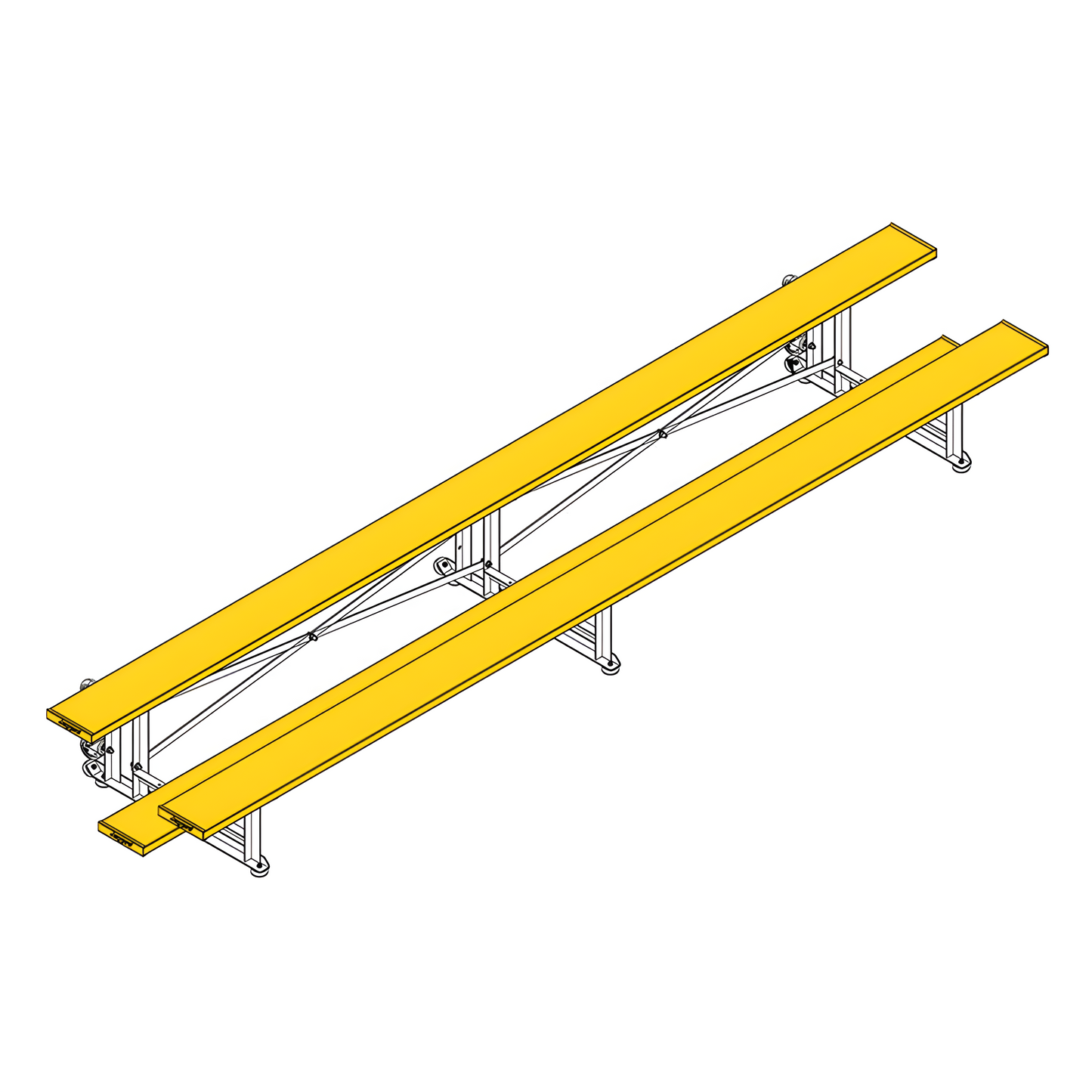 Jaypro Sports Bleacher - 2 Row -Tip & Roll, Single Foot Plank, Powder Coated - 15' L ( BLCH-2TRGPC)