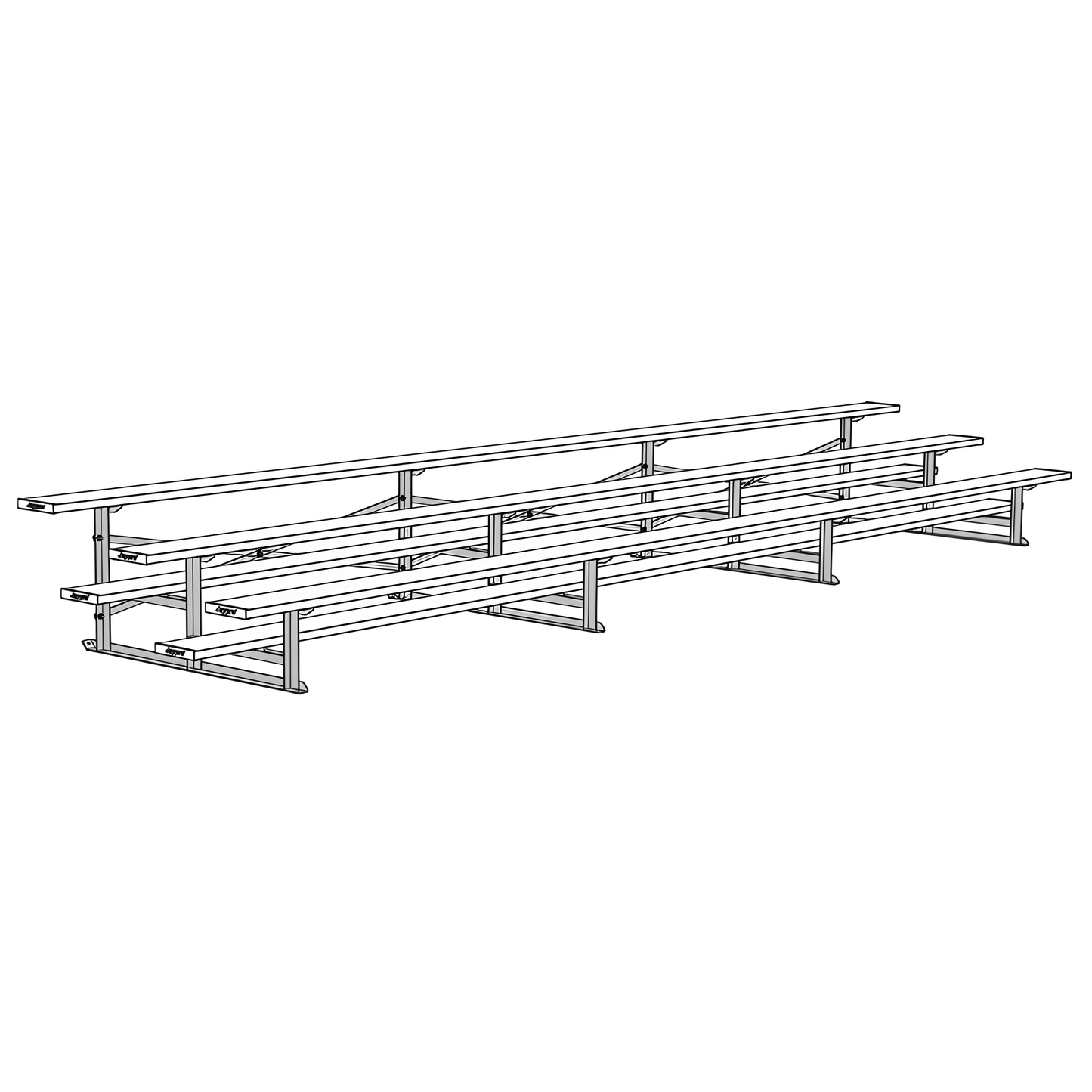 Jaypro Sports 21' Bleachers – 3 Rows, Powder-Coated, Single Foot Plank, All-Aluminum Frame (Model: BLCH-321ALPC)