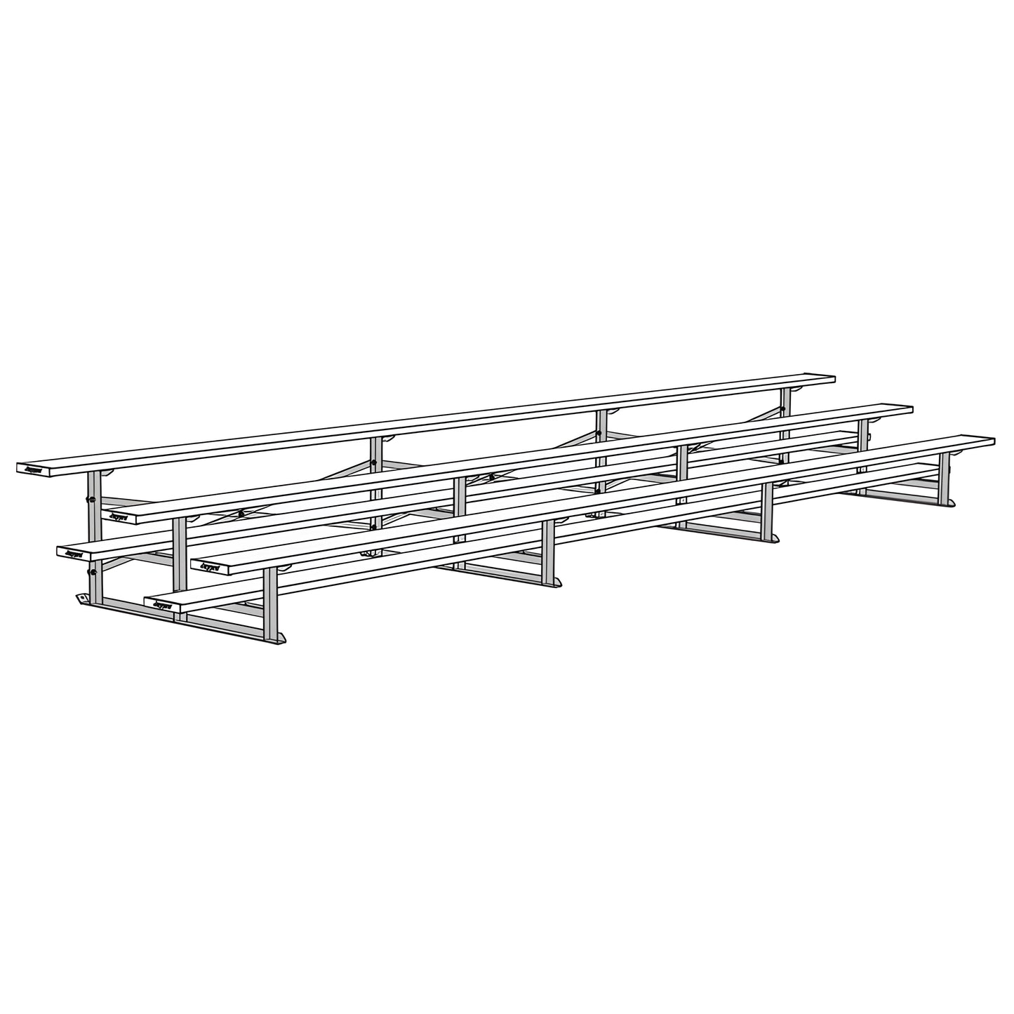 Jaypro Sports 21' Bleachers – 3 Rows, Powder-Coated, Single Foot Plank, All-Aluminum Frame (Model: BLCH-321ALPC) - JoySportStore