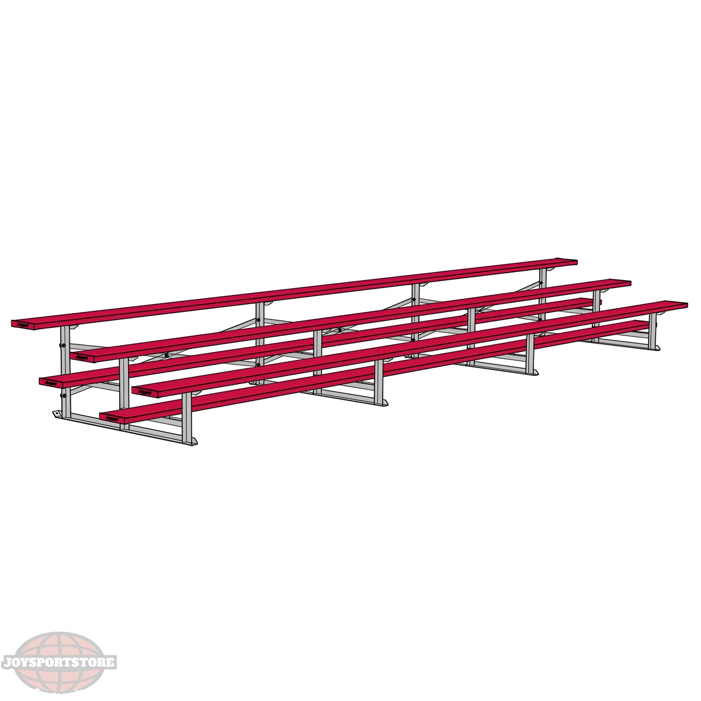 Jaypro Sports 21' Bleachers – 3 Rows, Powder-Coated, Single Foot Plank, Aluminum & Steel Frame (Model: BLCH-321PC) - JoySportStore