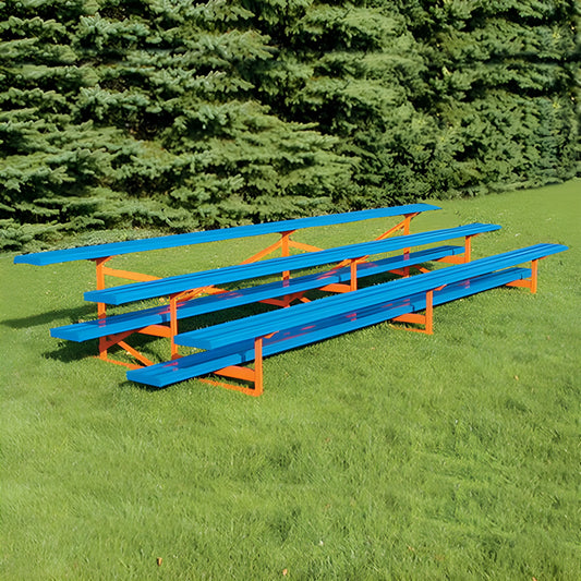 Jaypro Sports 21' Bleachers – 3 Rows, Powder-Coated, Single Foot Plank, Aluminum & Steel Frame (Model: BLCH-321PC) - JoySportStore