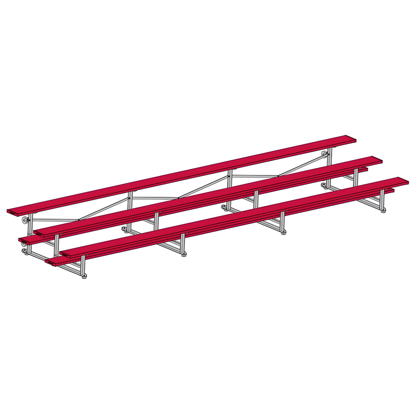 Jaypro BLCH-321TRGPC Indoor Bleacher Seats | 21 ft. (3 Row - Single Foot Plank) | Tip Roll (Powder Coated)