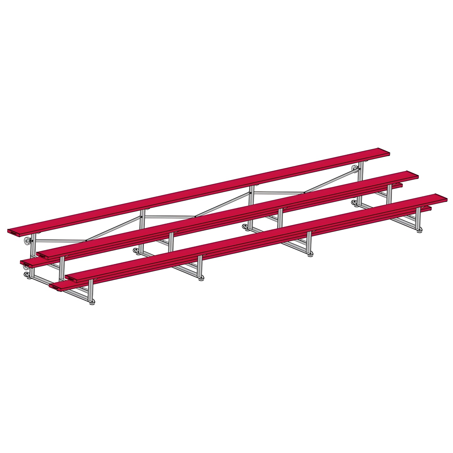 Jaypro BLCH-321TRGPC Indoor Bleacher Seats | 21 ft. (3 Row - Single Foot Plank) | Tip Roll (Powder Coated) - JoySportStore
