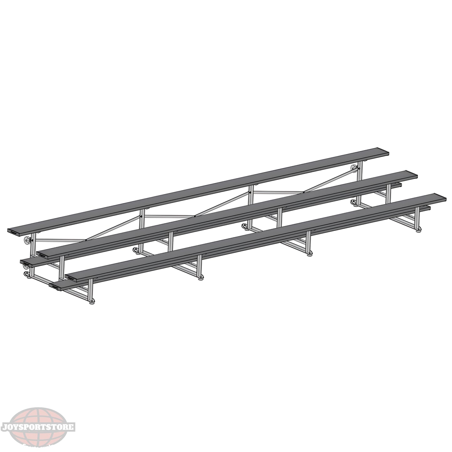 Jaypro BLCH-321TRGPC Indoor Bleacher Seats | 21 ft. (3 Row - Single Foot Plank) | Tip Roll (Powder Coated) - JoySportStore
