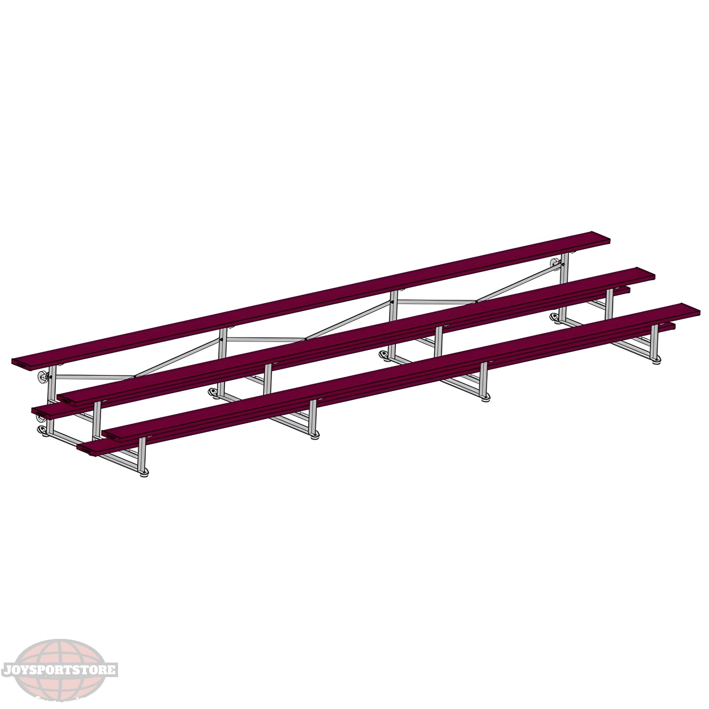 Jaypro BLCH-321TRGPC Indoor Bleacher Seats | 21 ft. (3 Row - Single Foot Plank) | Tip Roll (Powder Coated) - JoySportStore