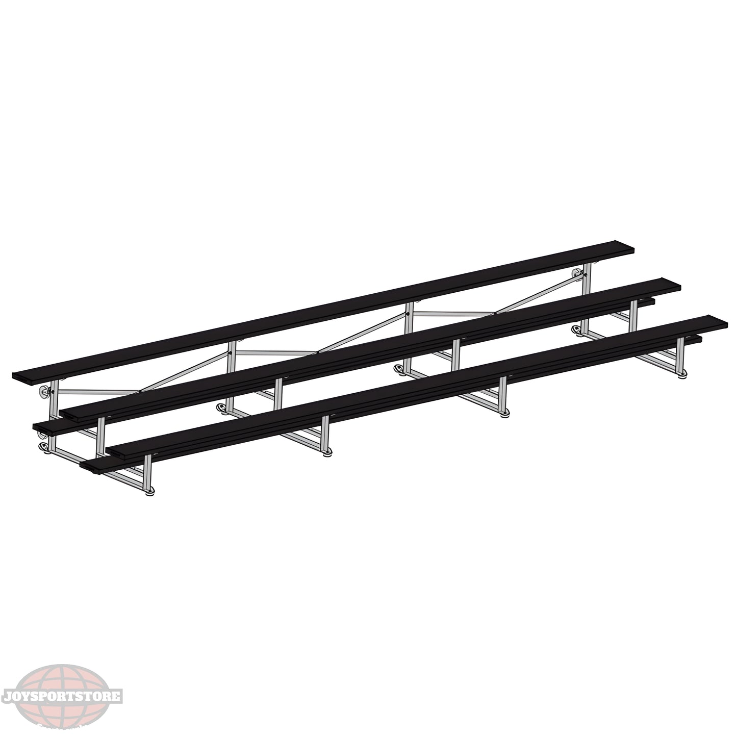 Jaypro BLCH-321TRGPC Indoor Bleacher Seats | 21 ft. (3 Row - Single Foot Plank) | Tip Roll (Powder Coated) - JoySportStore