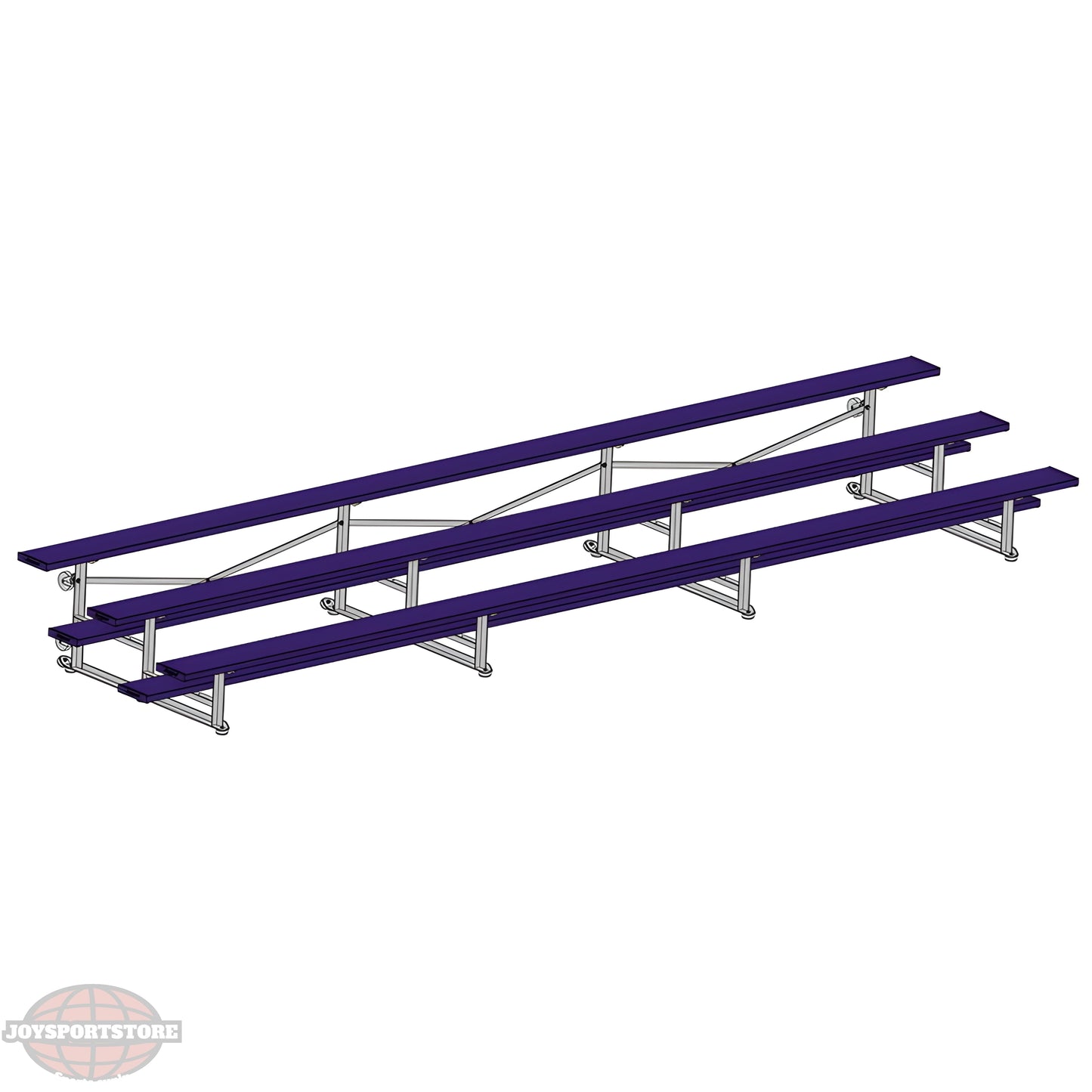 Jaypro BLCH-321TRGPC Indoor Bleacher Seats | 21 ft. (3 Row - Single Foot Plank) | Tip Roll (Powder Coated) - JoySportStore