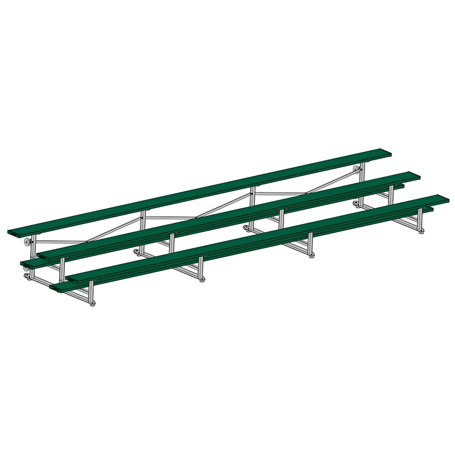 Jaypro BLCH-321TRGPC Indoor Bleacher Seats | 21 ft. (3 Row - Single Foot Plank) | Tip Roll (Powder Coated) - JoySportStore