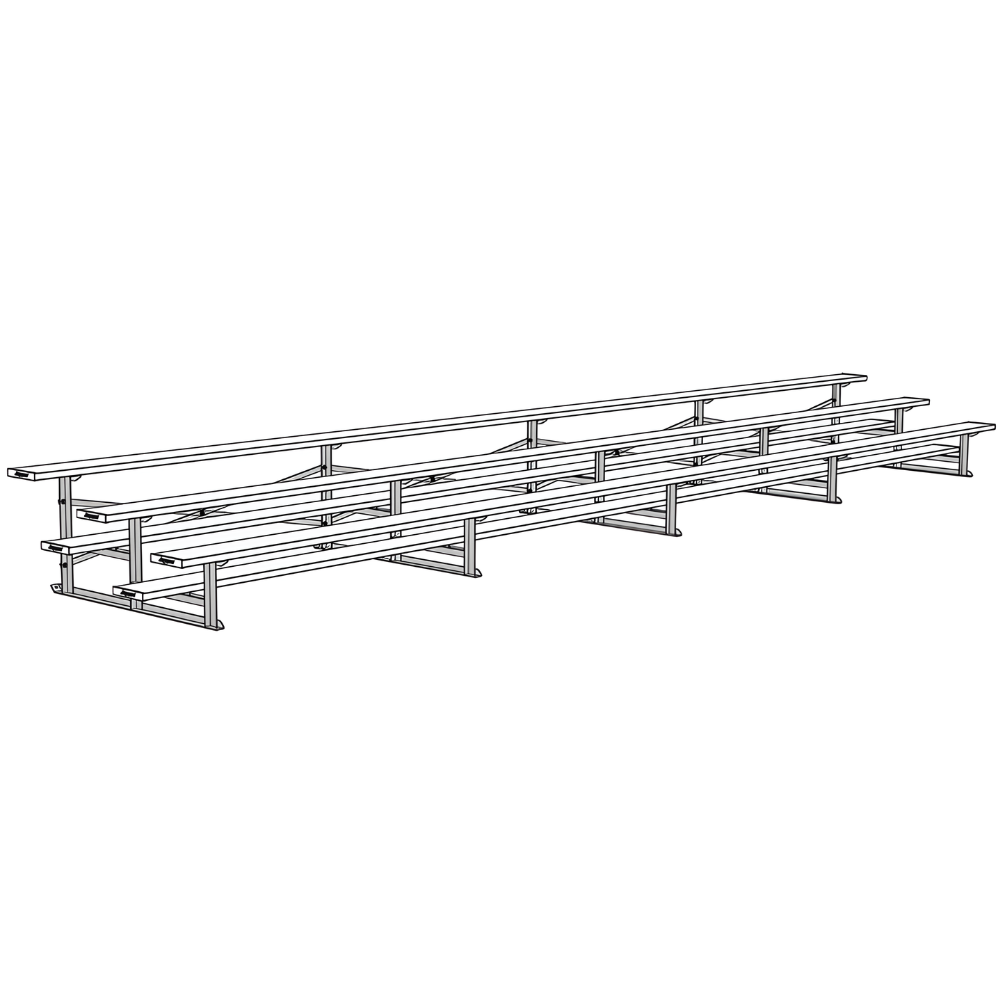 Jaypro Bleacher – 27' (3 Row, Single Foot Plank) | All-Aluminum Outdoor Bleacher for Schools and Sports Fields – BLCH-327AL