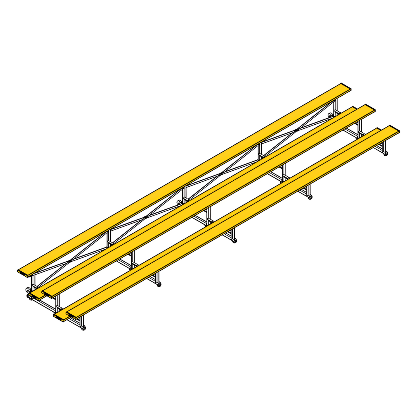 Jaypro Indoor Bleacher – 27' | 3 Row Tip & Roll Bleacher with Powder-Coated Frame (BLCH-327TRGPC)