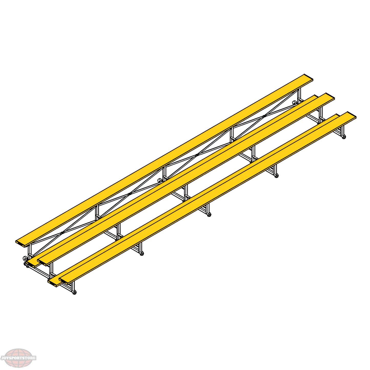 Jaypro Indoor Bleacher – 27' | 3 Row Tip & Roll Bleacher with Powder-Coated Frame (BLCH-327TRGPC) - JoySportStore